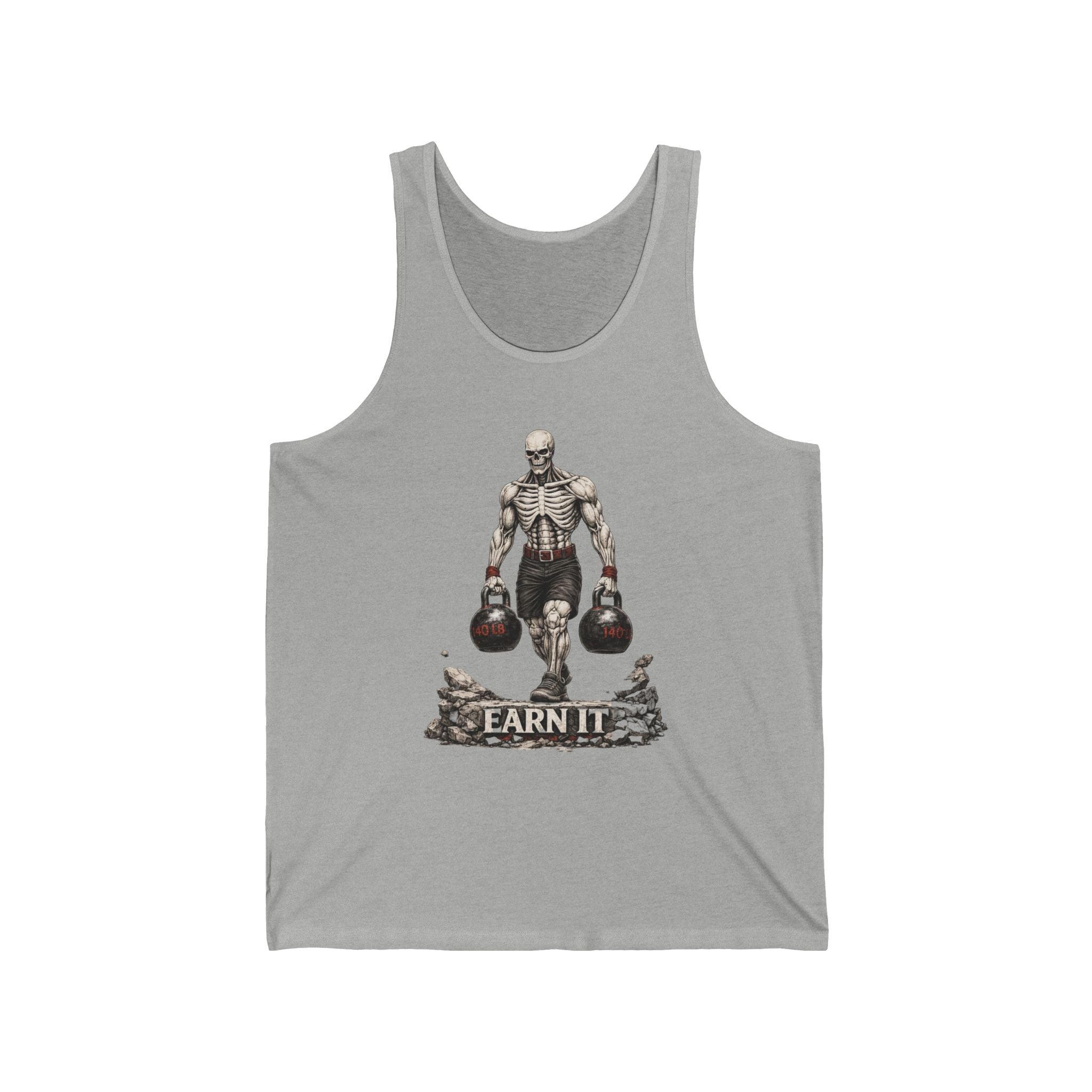 Tank Top — "Earn It" Kettlebell Skeleton Gym Tank