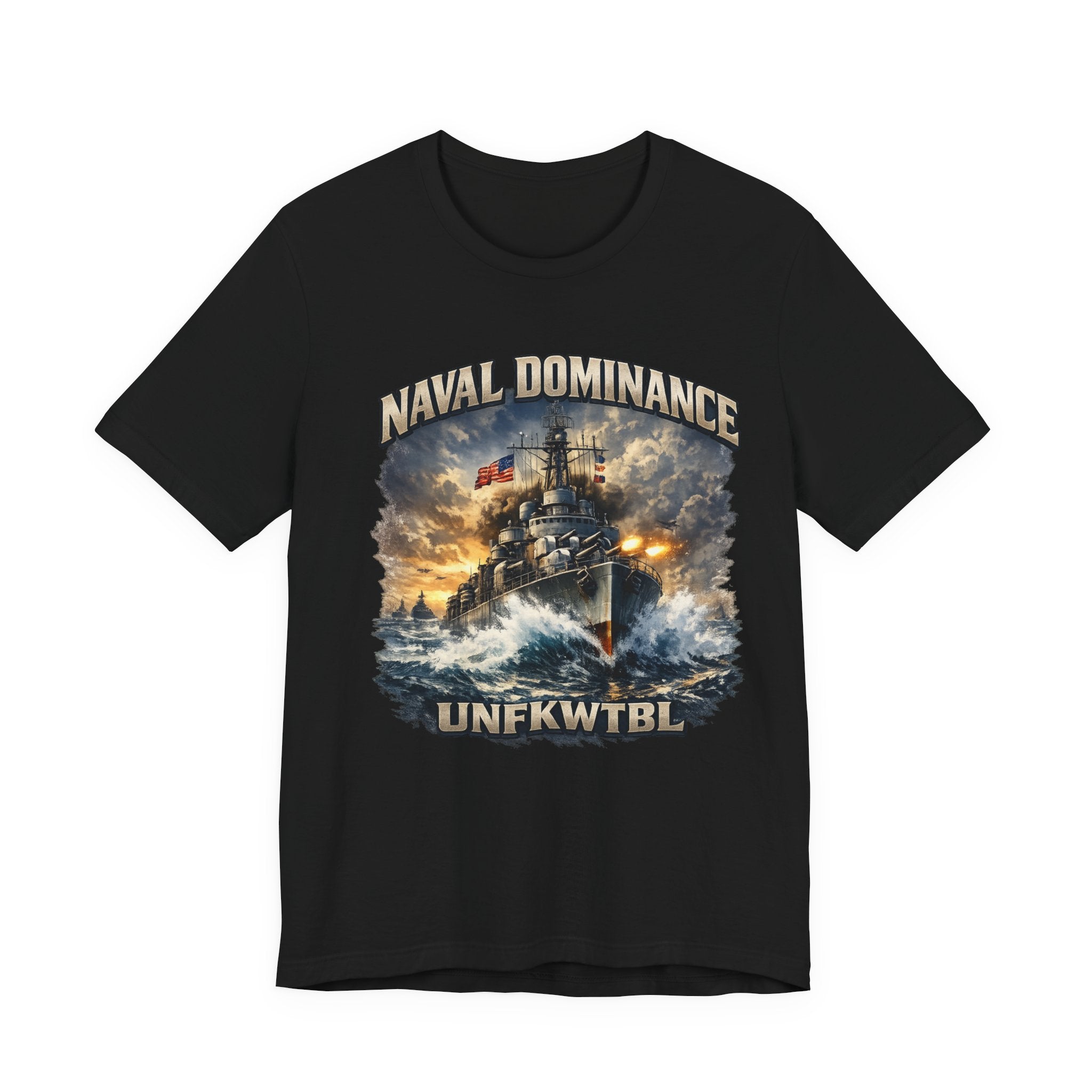 Naval Dominance Battleship Tee — 'UNFKWTBL' Military Navy Shirt