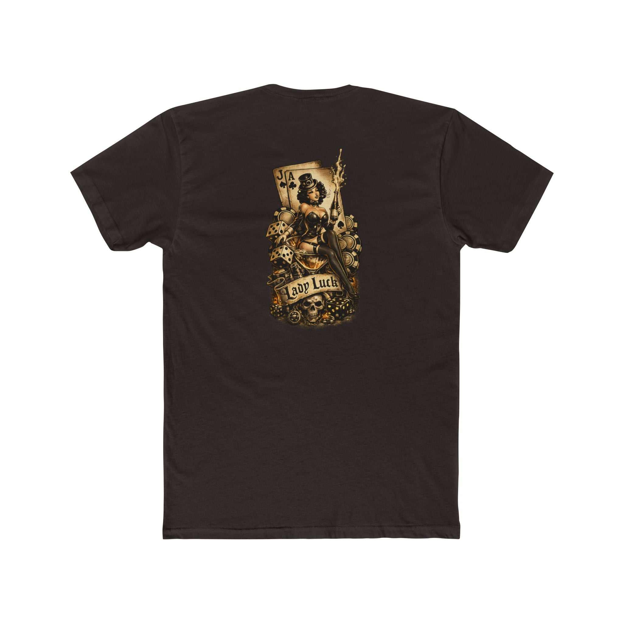 Crew Tee — Vintage Lucky Charm Graphic (Ace Cards, Skull & Banner)