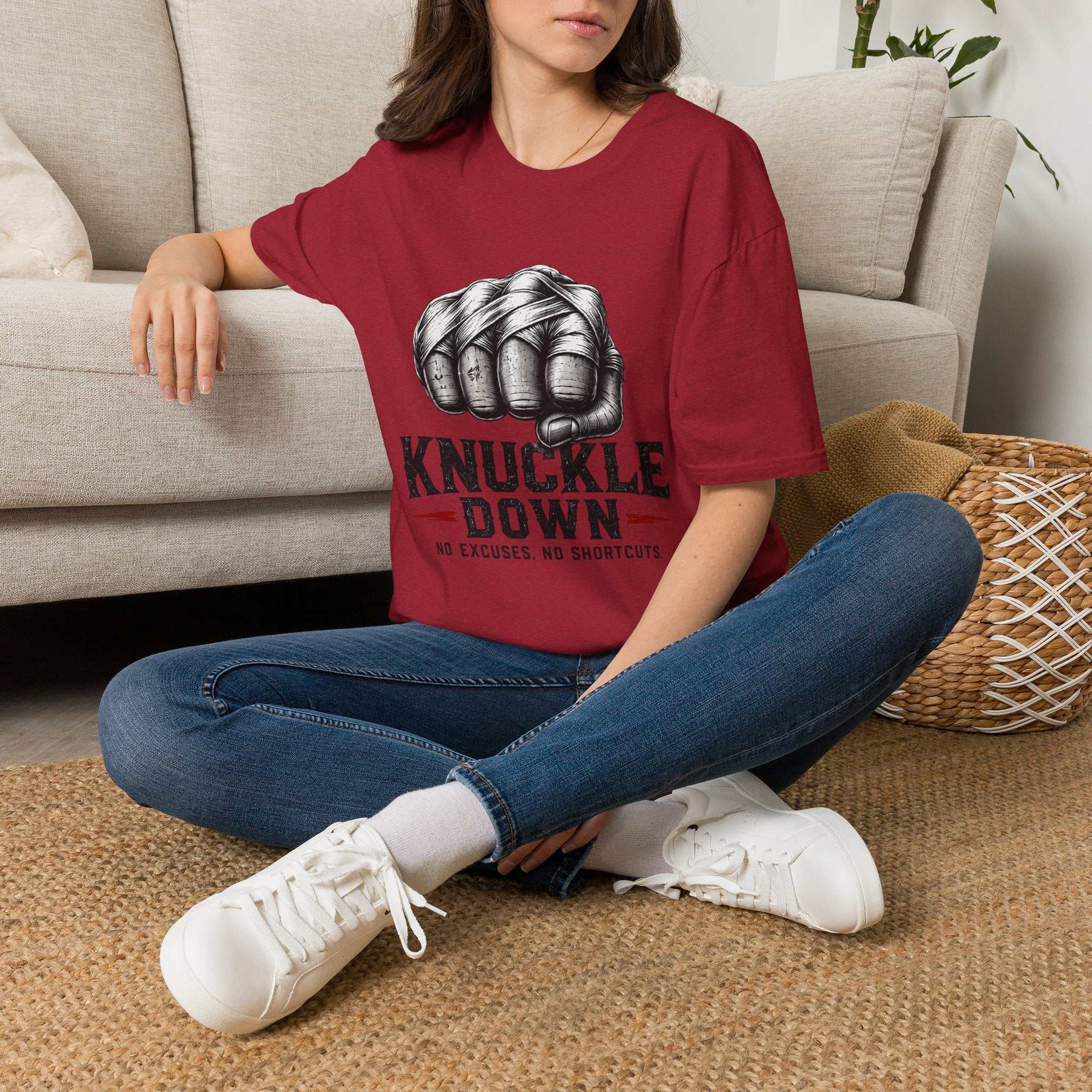 T-Shirt — Knuckle Down Fist Graphic Tee (No Excuses, No Shortcuts)
