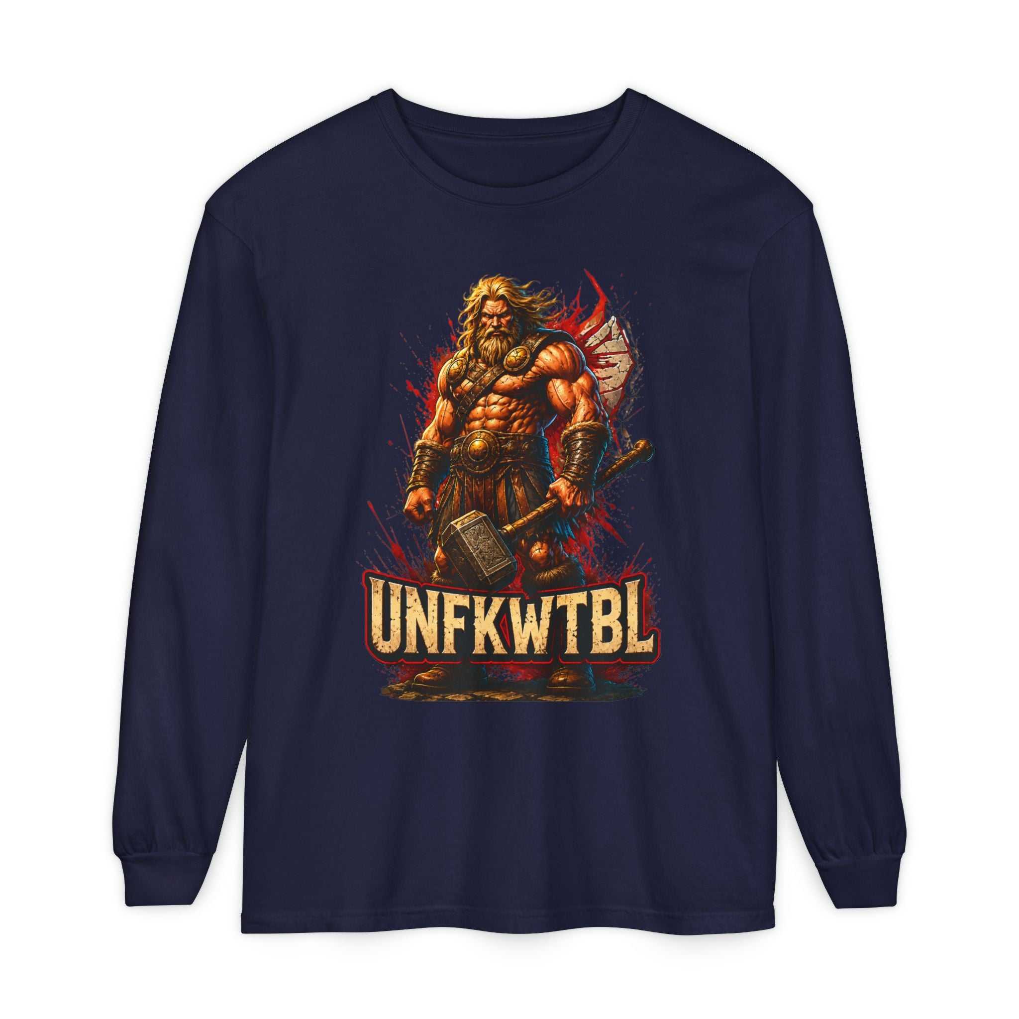 Viking Warrior Long Sleeve Tee — 'UNFKWTBL' Graphic