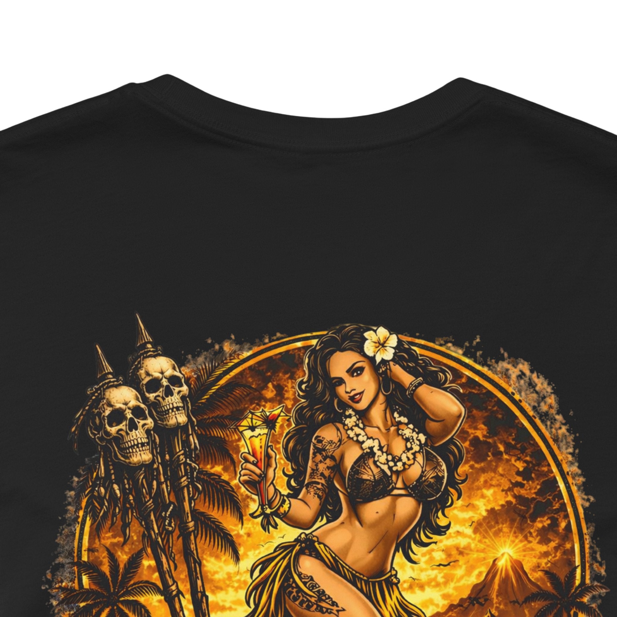Paradise Has a Price T‑Shirt — Tropical Pinup Sunset Graphic Tee