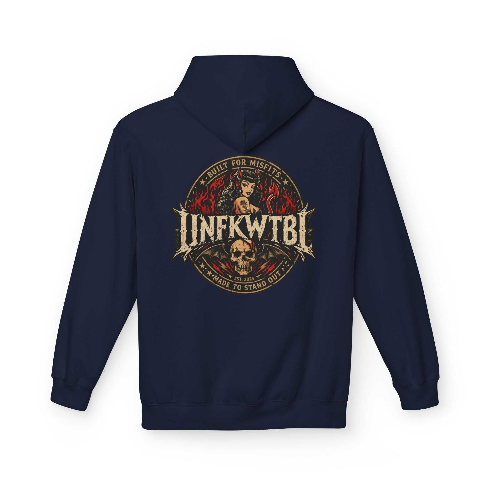 Vintage skull band emblem biker aesthetics hoodie with gothic motorcycle graphic and relaxed fit