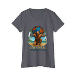 Women's organic t-shirt with Unfkwtbl design featuring Atlas holding the globe, soft breathable cotton tee for positive vibes and sustainable fashion