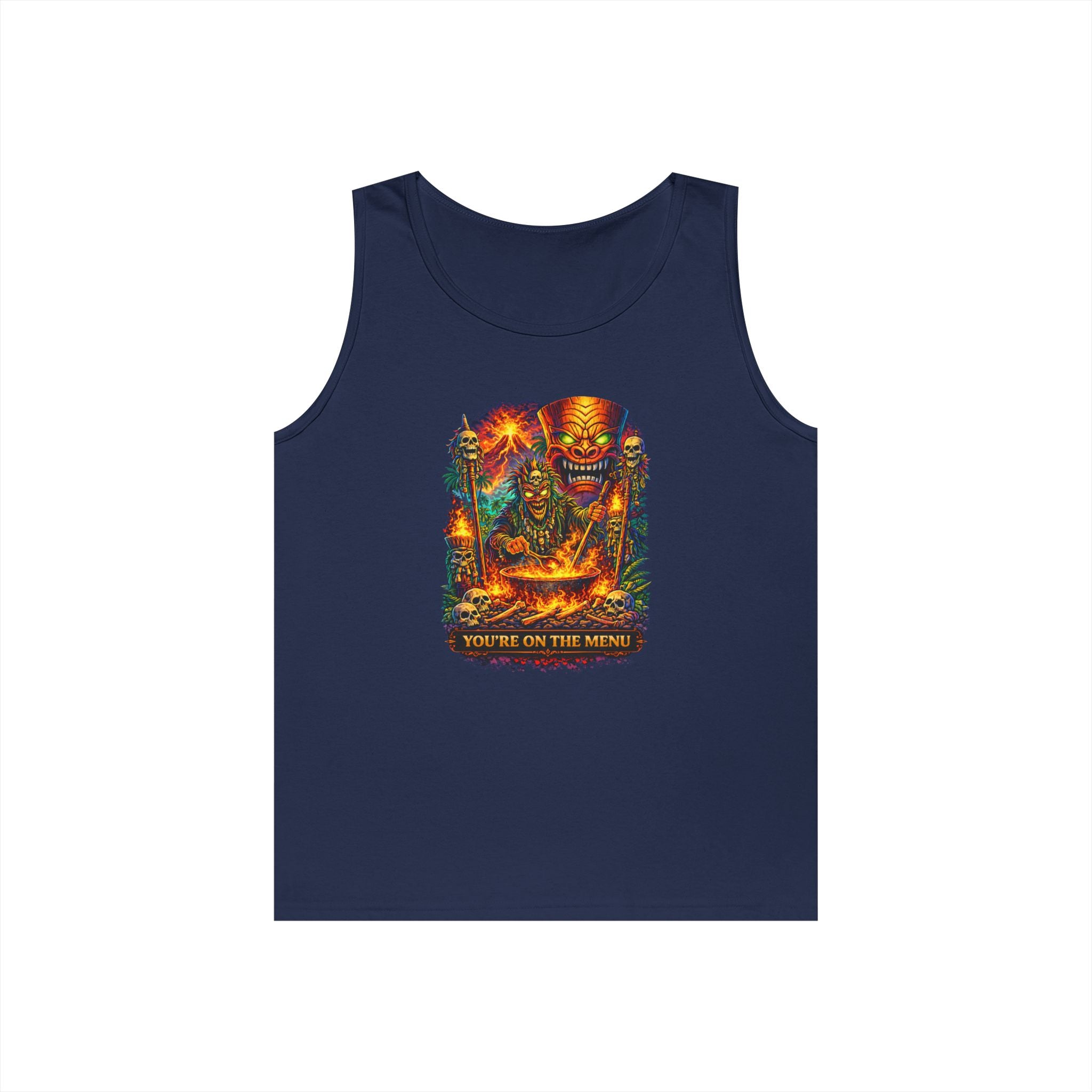 Horror Grilling Tank Top — Fiery Demon BBQ "You're On The Menu"