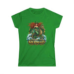 Lucky Mermaid Women's Tee with red-haired mermaid riding seahorse St. Patrick's Day nautical shirt