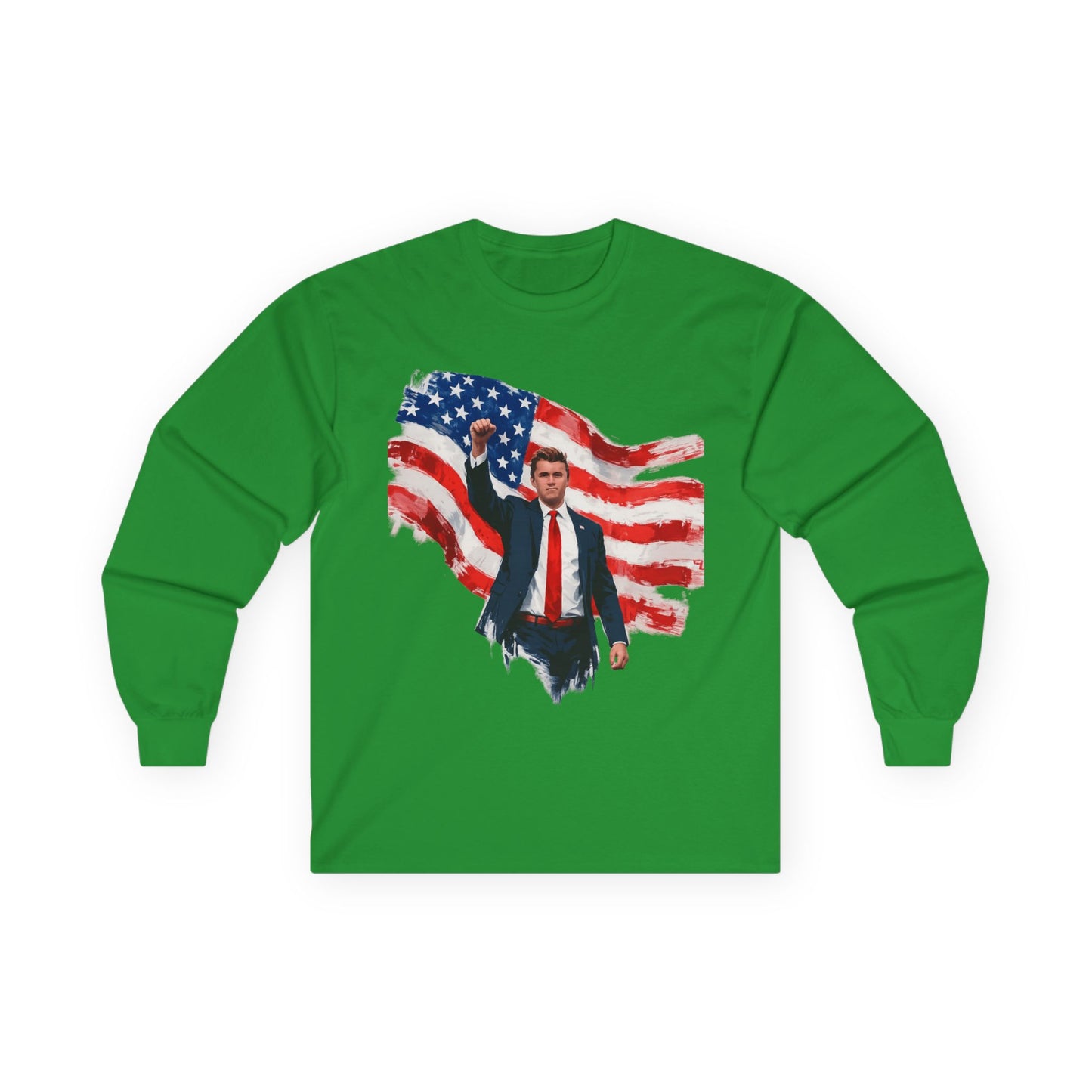 Patriotic Flag Long Sleeve Tee — American Flag Silhouette Design