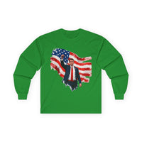Patriotic Flag Long Sleeve Tee — American Flag Silhouette Design