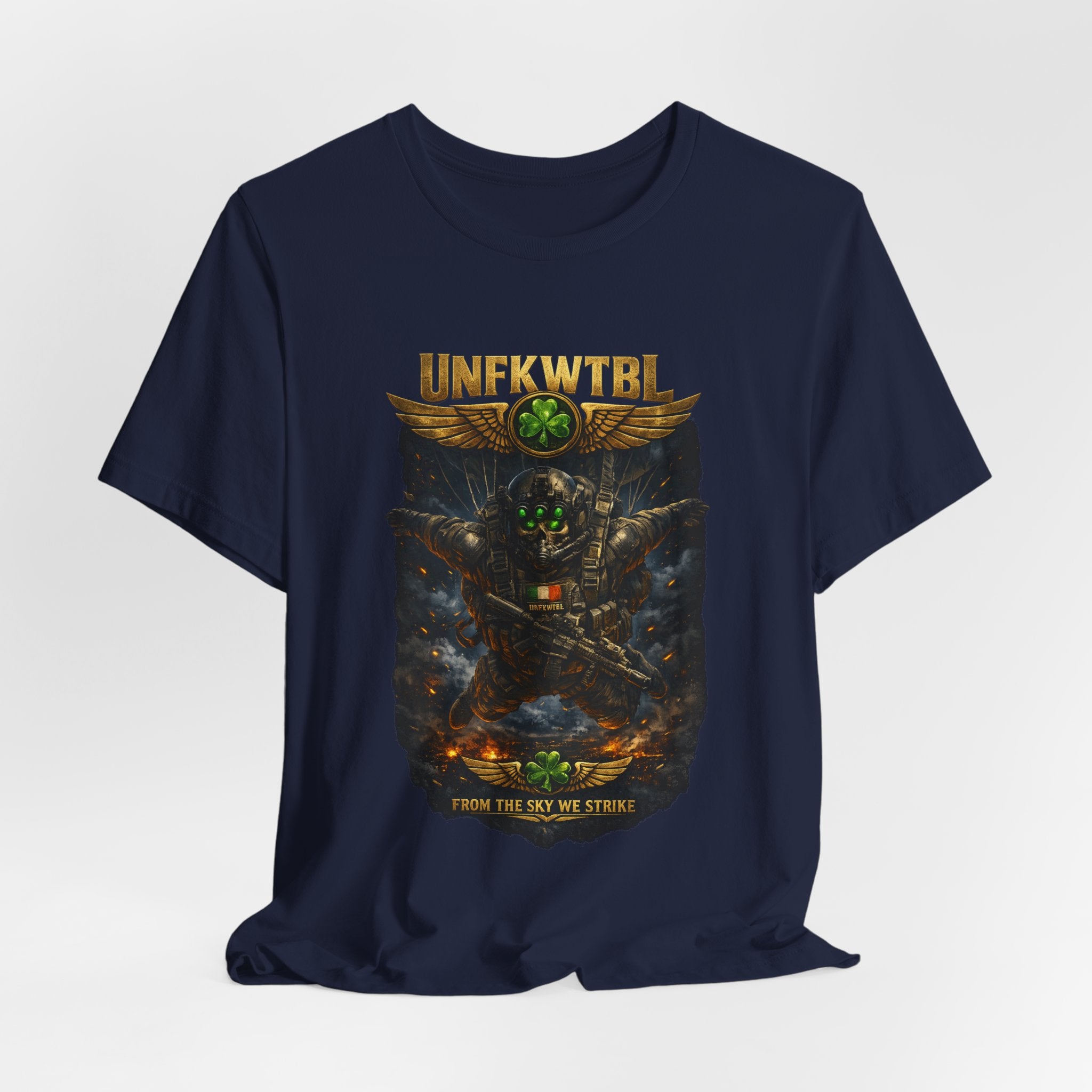 Military Mech Combat T‑Shirt — 'UNFKWTBL' Sci‑Fi Armor Design