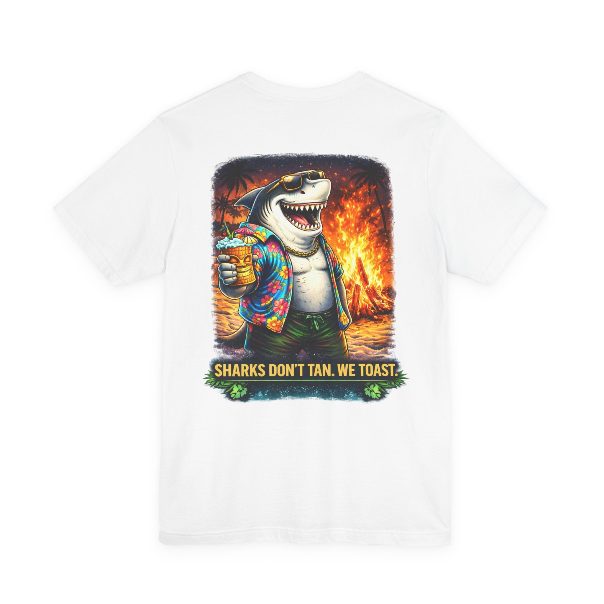 Shark Bonfire Tee — "Sharks Don’t Tan, We Toast" Graphic T-Shirt