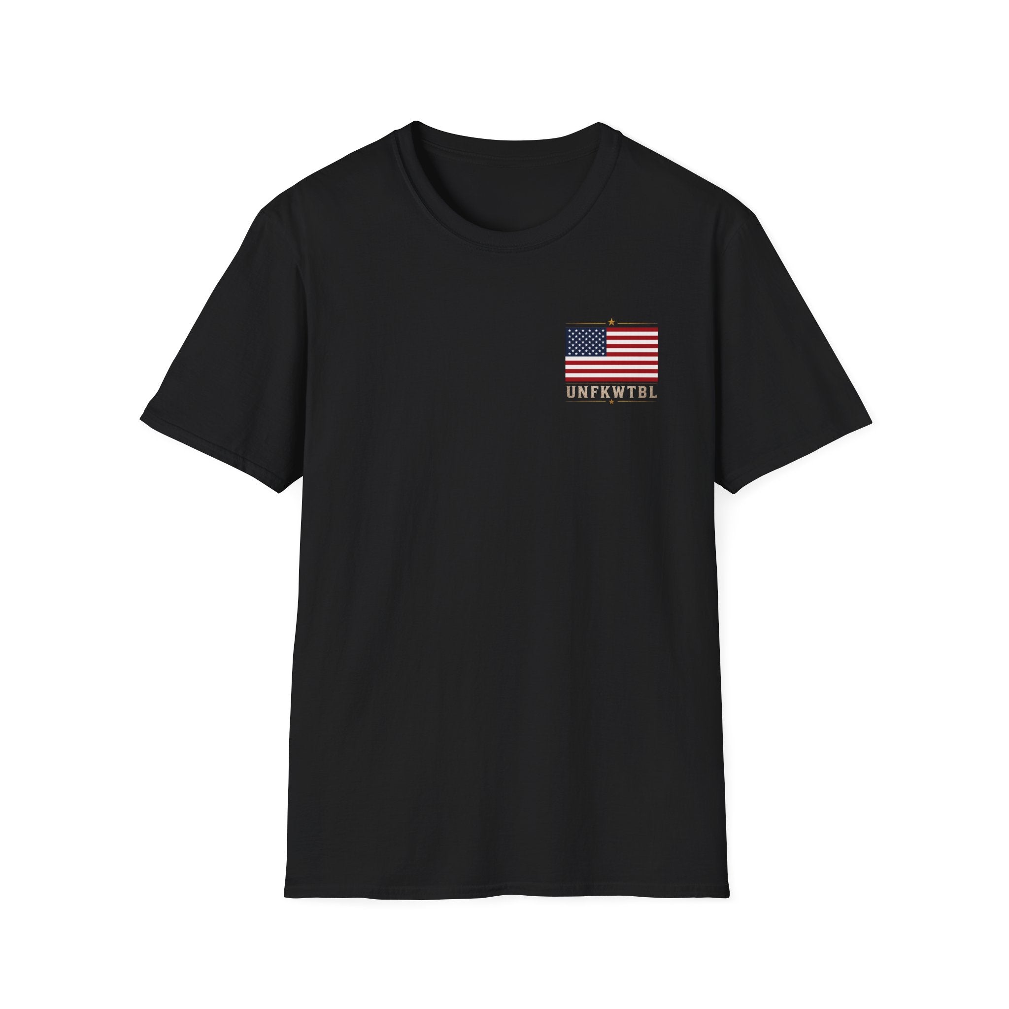 American Flag Pocket Tee — 'UNFKWTBL' Patriotic Graphic T-Shirt