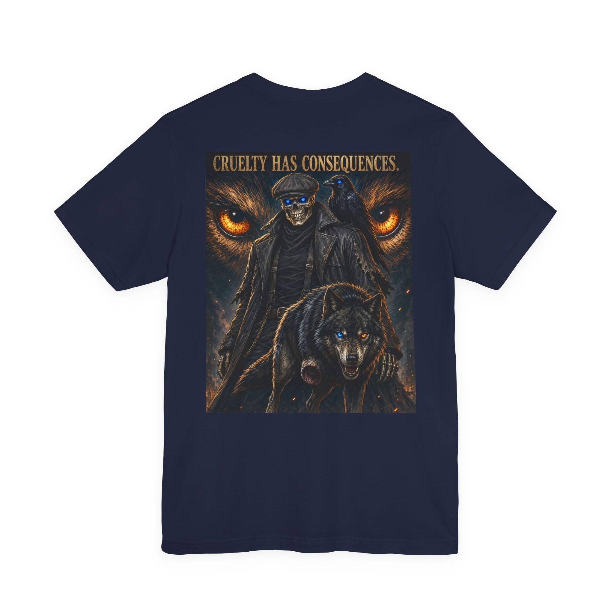 Skull & Wolf T-Shirt — "Cruelty Has Consequences" Gothic Animal Rights Tee