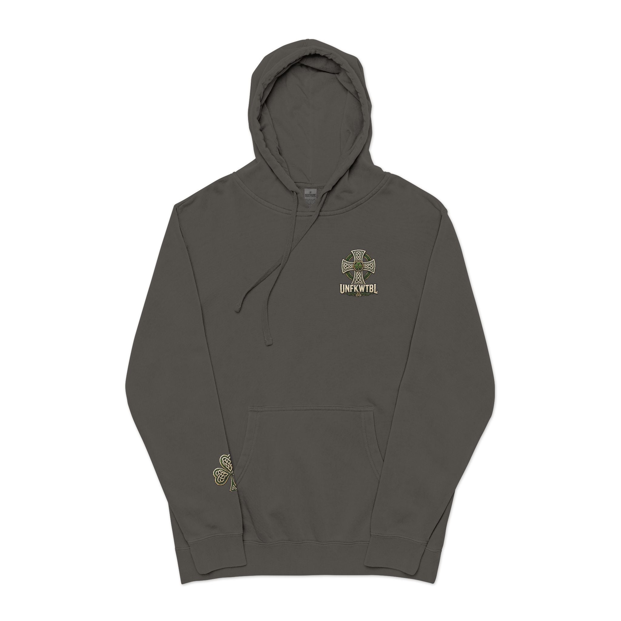 Grim Reaper Celtic Cross Hoodie — UNFKWTBL Pigment-Dyed Pullover
