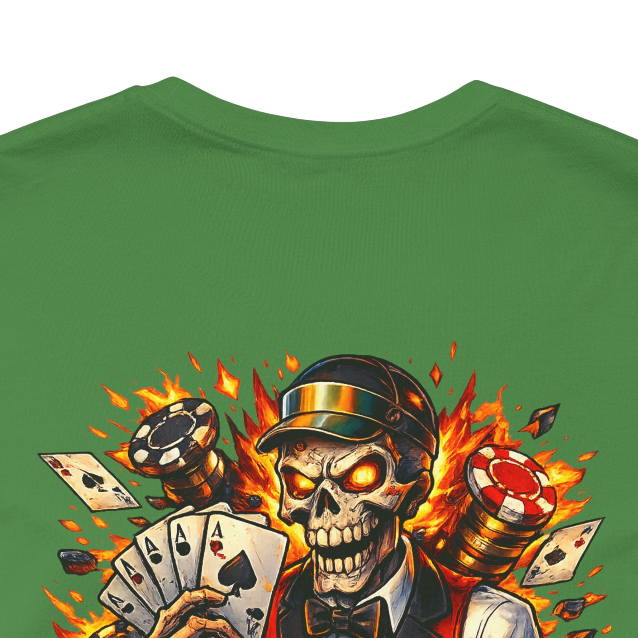 Poker Skull Tee — "The House Is Afraid" Graphic Playing Cards Shirt