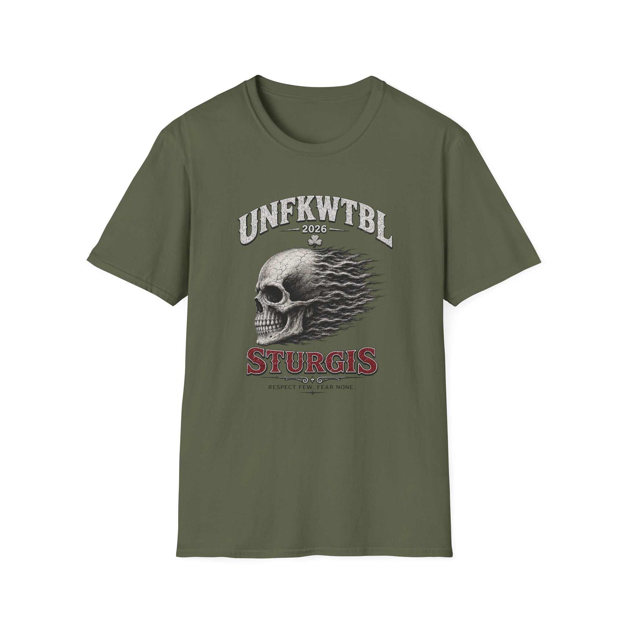 Skull Flame Sturgis T-Shirt — UNFKWTBL 2026 Motorcycle Rally Tee