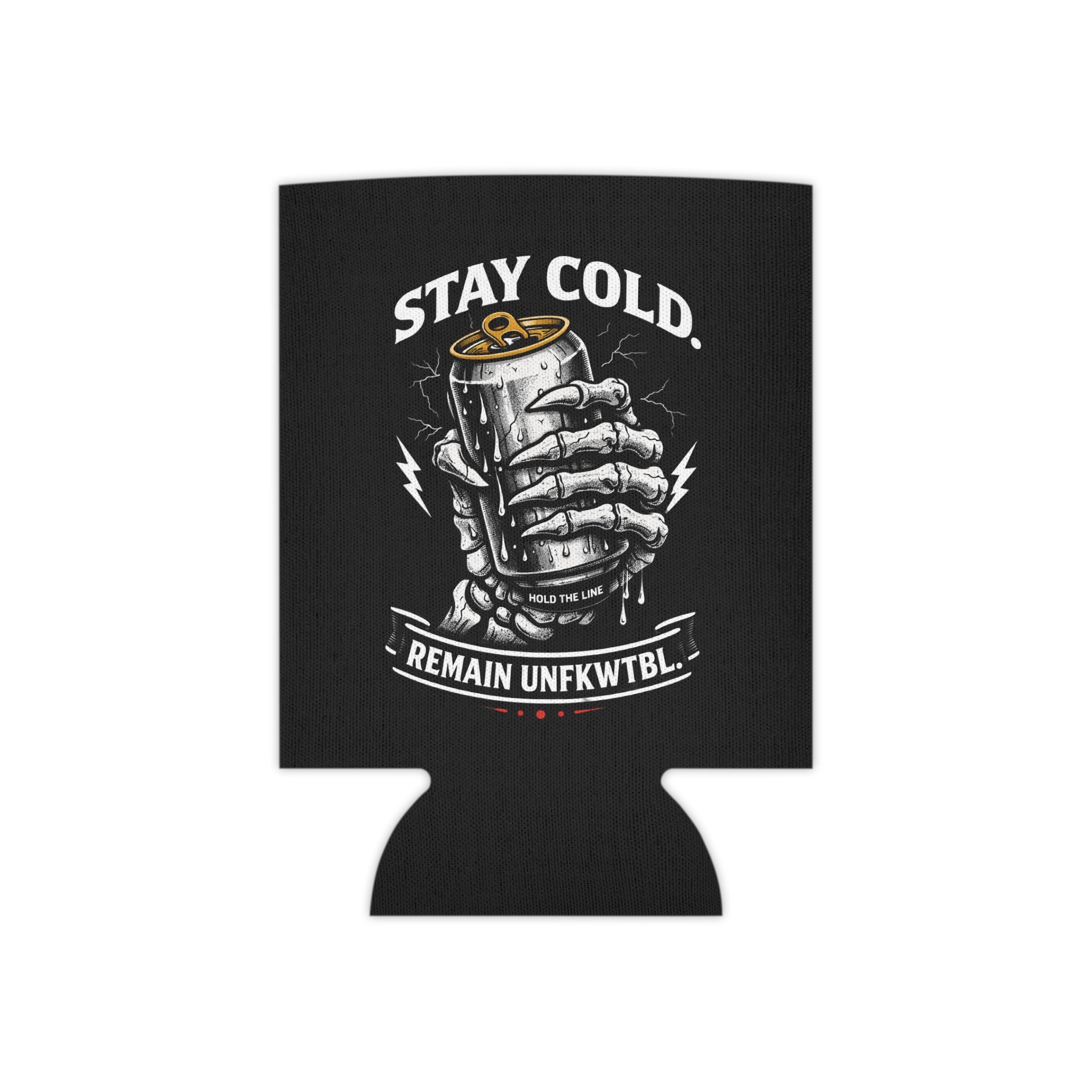 Can Cooler — 'Stay Cold, Remain UNFKWTBL' Skull & Dice Beer Koozie