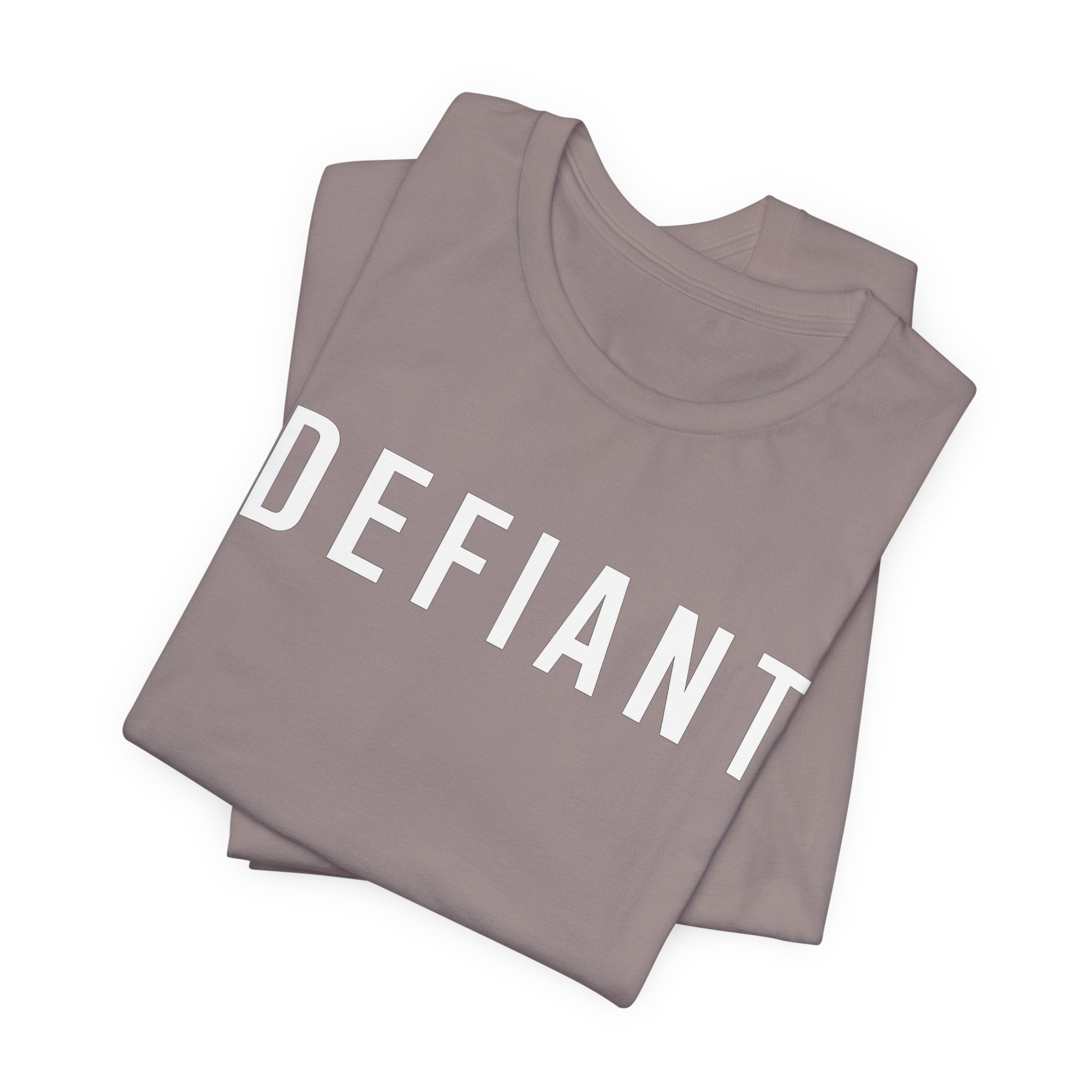 Defiant Graphic Tee — Minimal Bold Text T‑Shirt for Rebels & Statement Makers