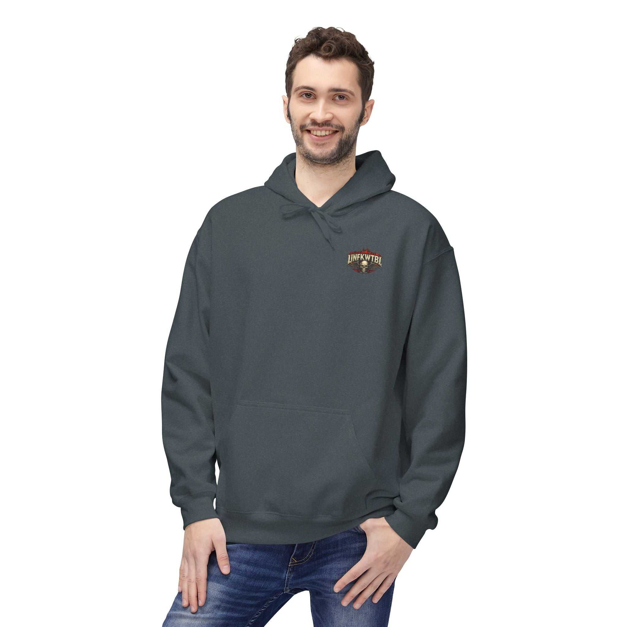 Vintage skull band emblem biker aesthetics hoodie with rugged gothic design and relaxed fit