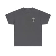 Atlas Strong Unisex Tee dark gray with small inspirational skull graphic on chest, classic fit, durable fabric