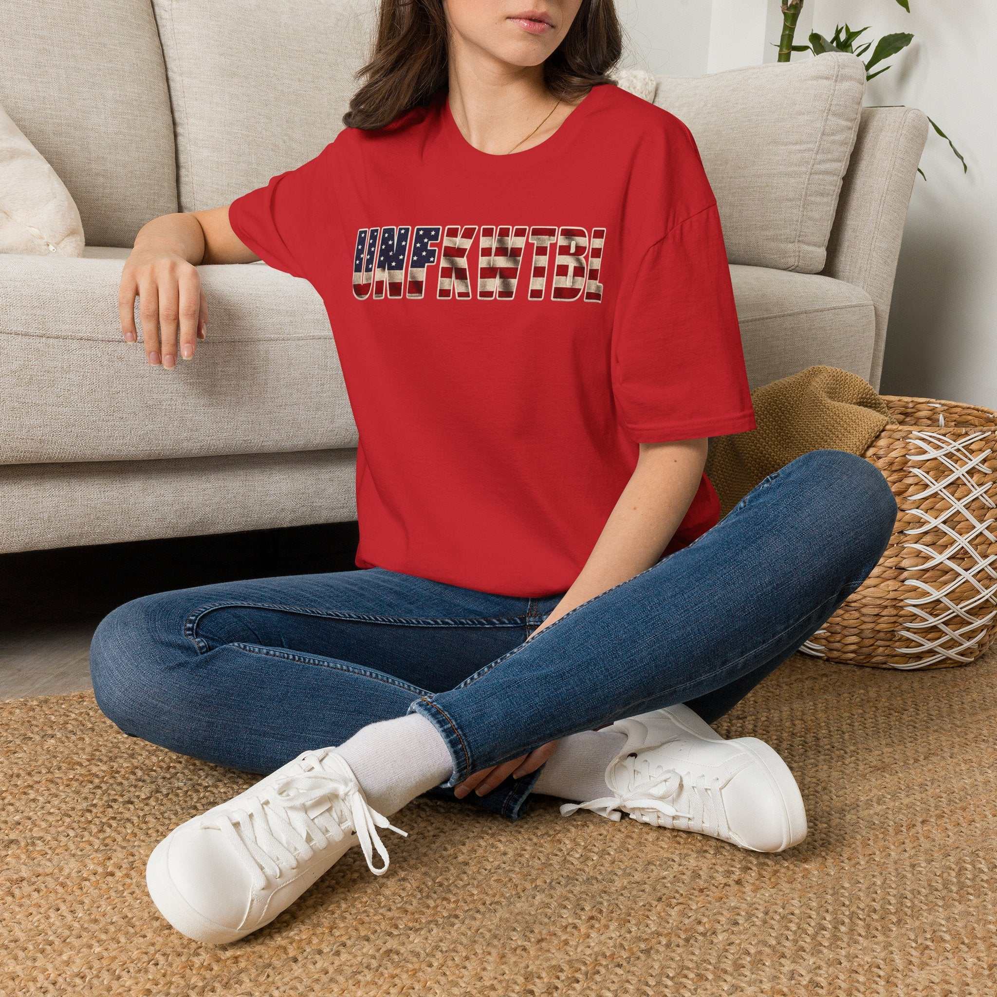 Unfkwtbl Graphic Tee — Bold American Flag Lettering T-Shirt