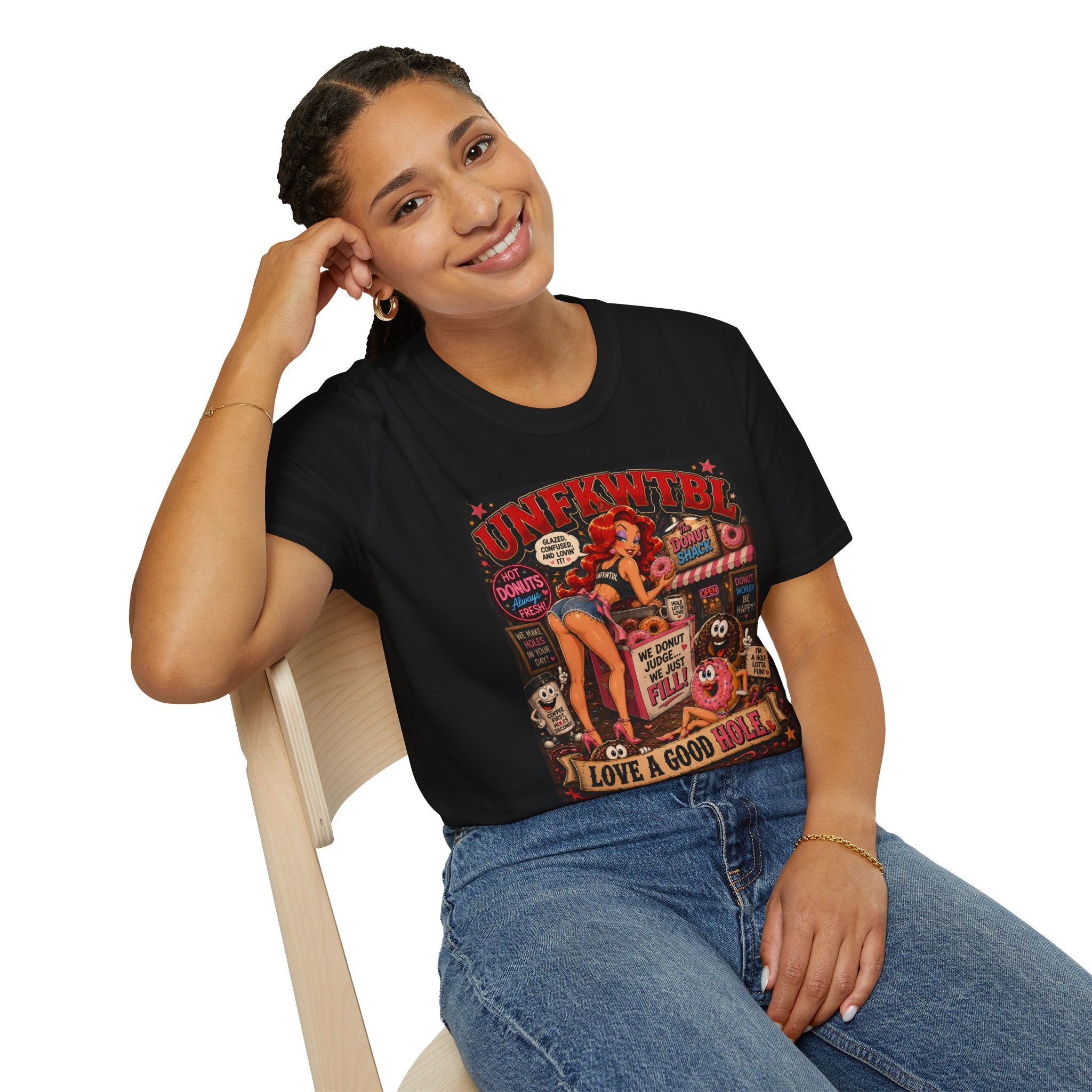 Retro Donut Shop Pinup T-Shirt — 'UNFKWTBL' Vintage Diner Graphic Tee