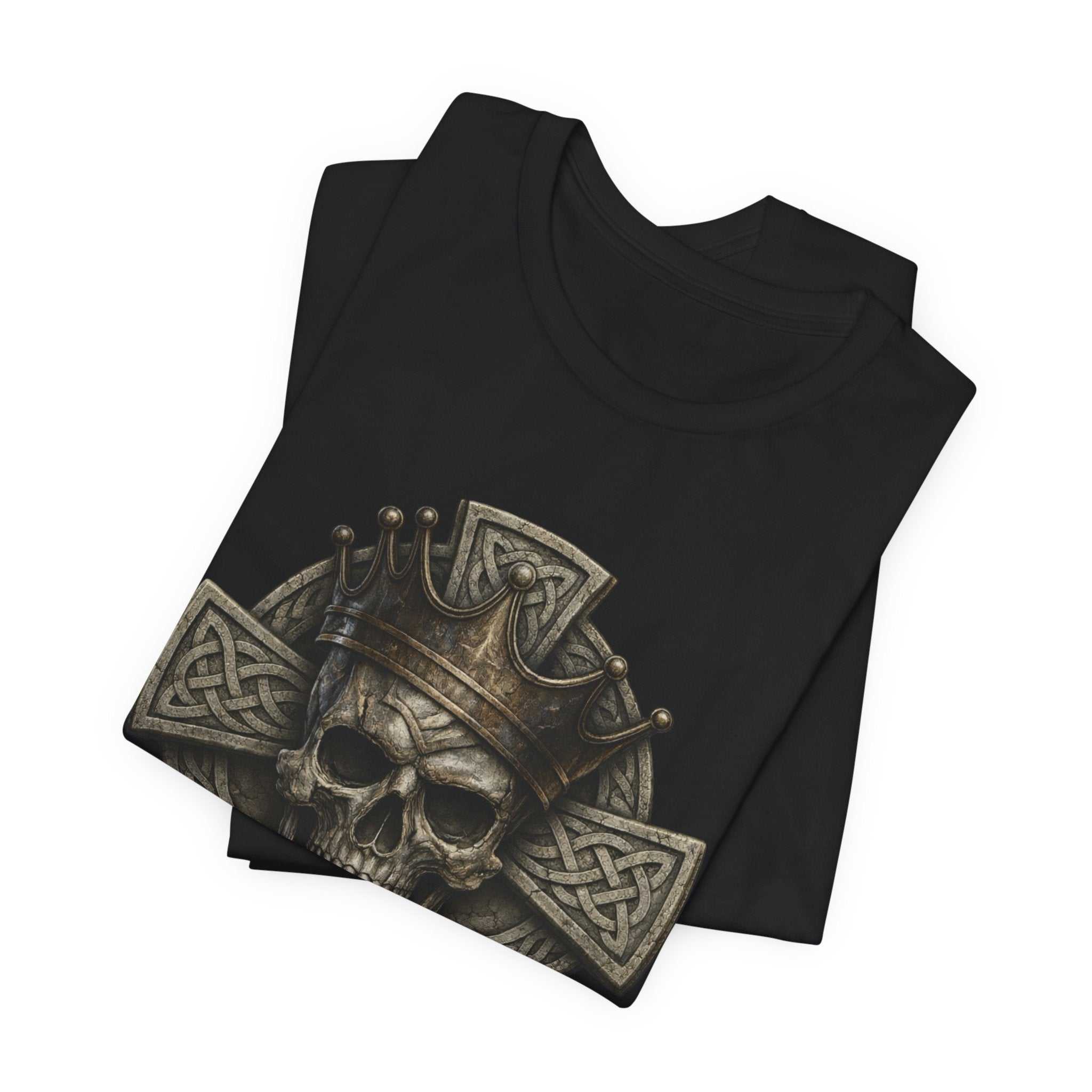 Skull & Celtic Cross Tee — 'UNFKWTBL' Gothic Biker Shirt