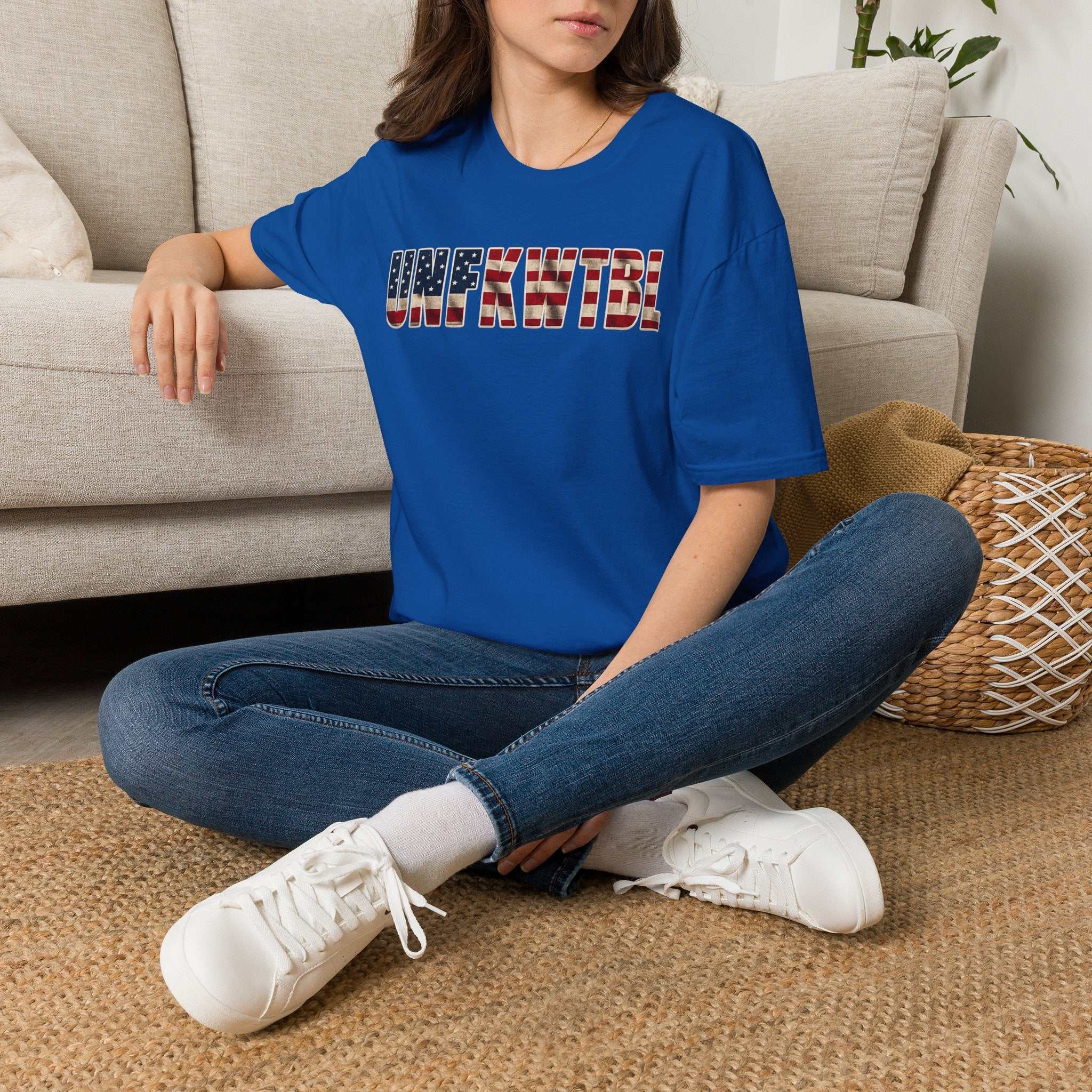 Unfkwtbl Graphic Tee — Bold American Flag Lettering T-Shirt