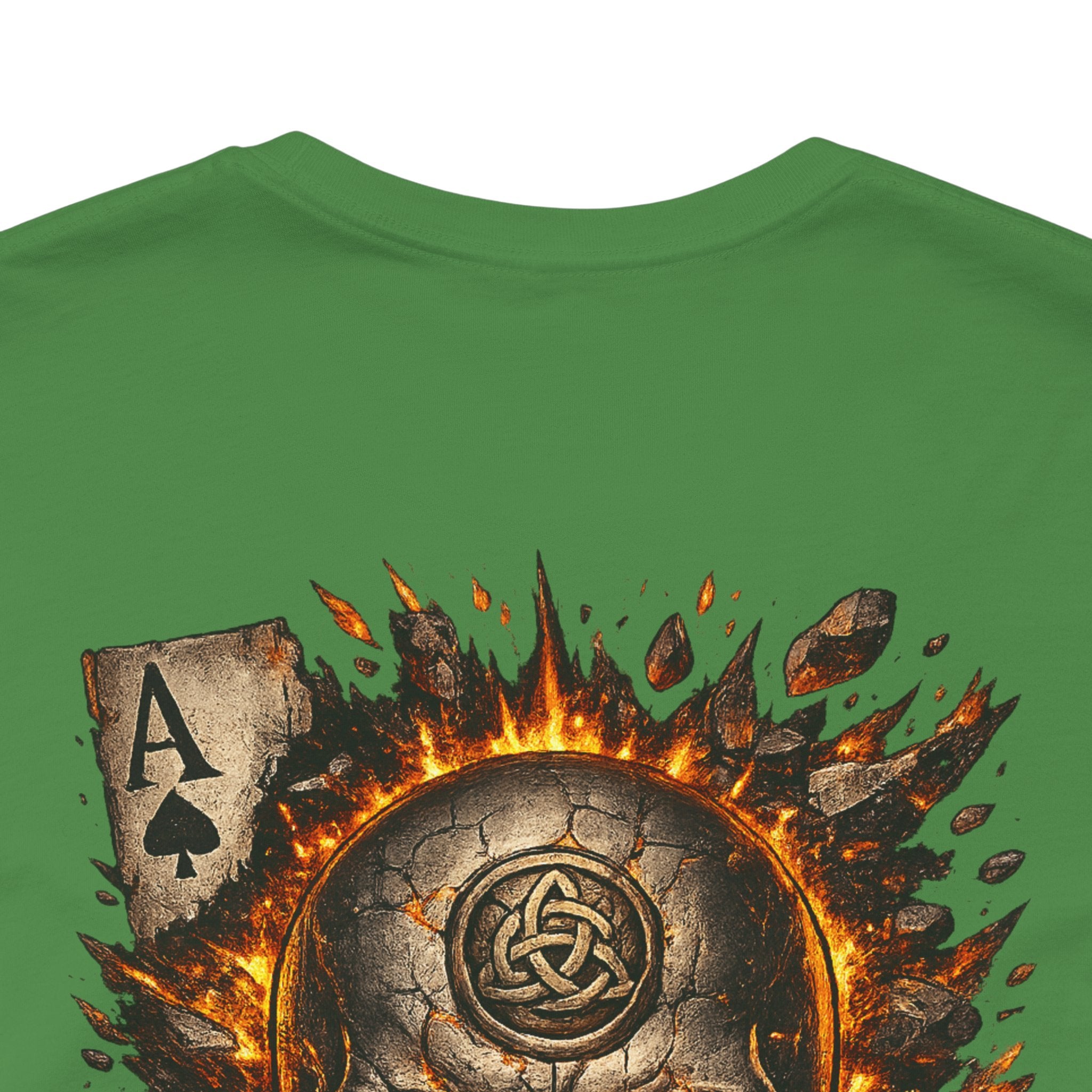 Skull & Flaming Cards Graphic Tee — Poker Skull Short Sleeve T-Shirt