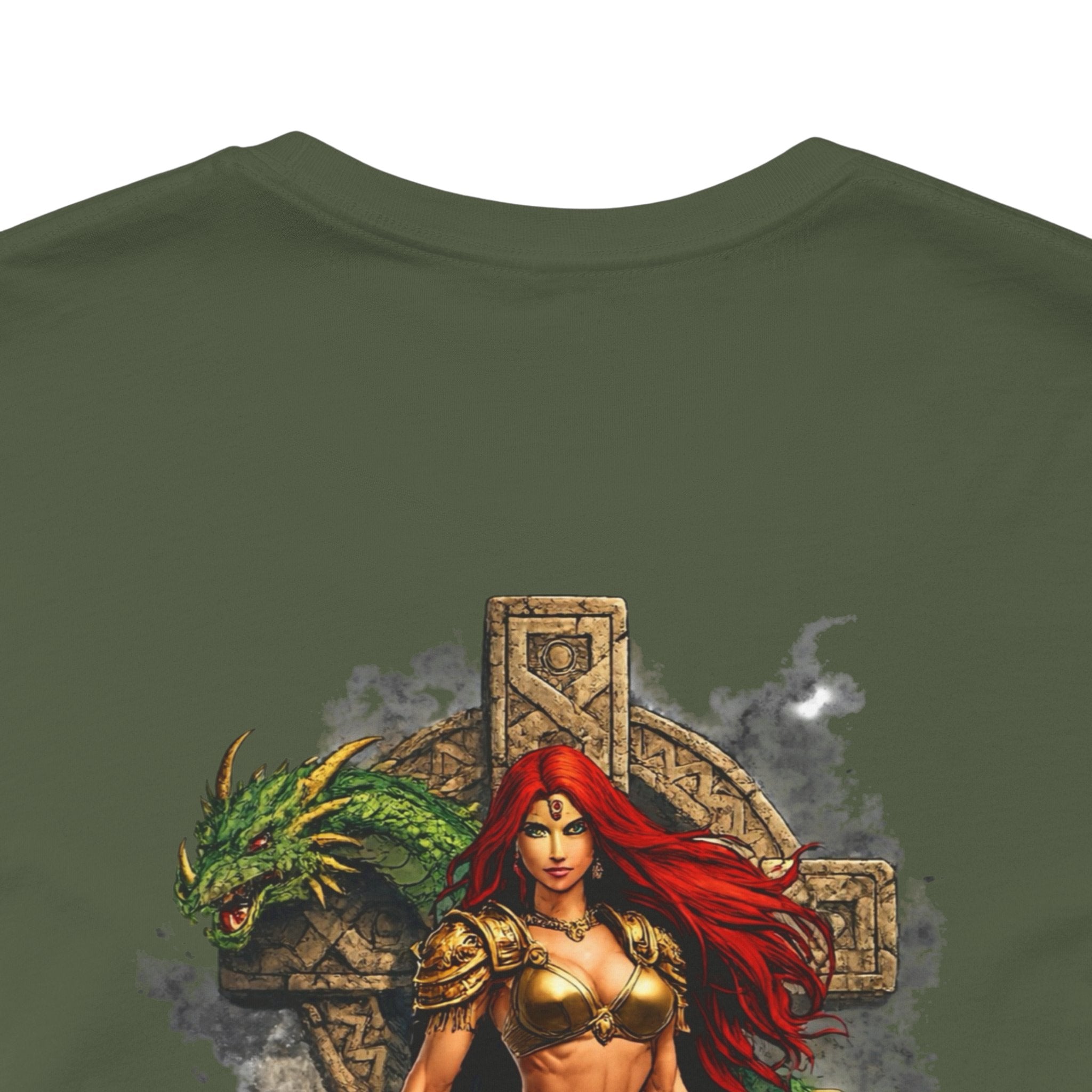 Barbarian Warrior Graphic Tee — 'Primal' Fantasy Pinup Backprint T-Shirt