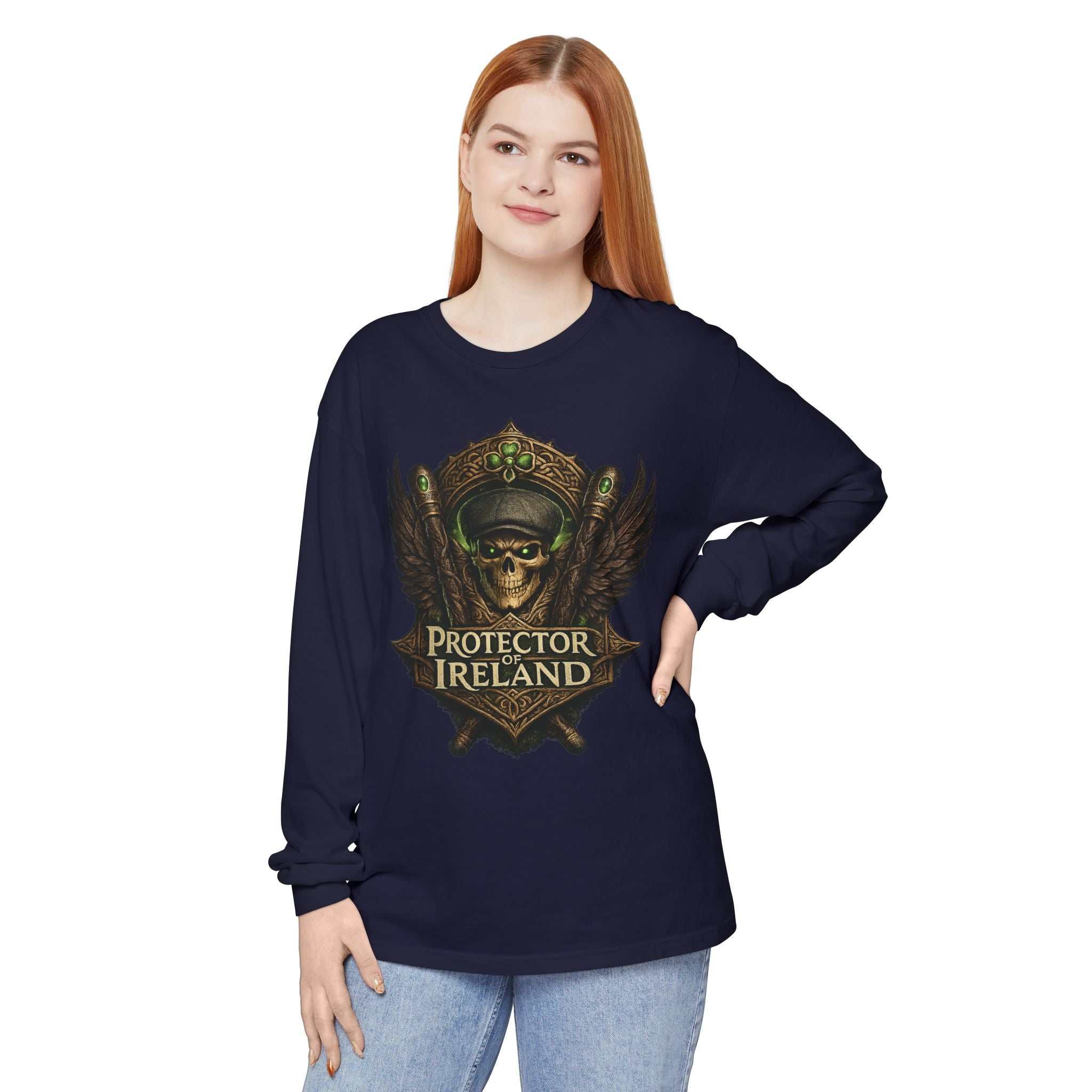 Protector of Ireland Long Sleeve Tee — Skull Crest Irish Pride