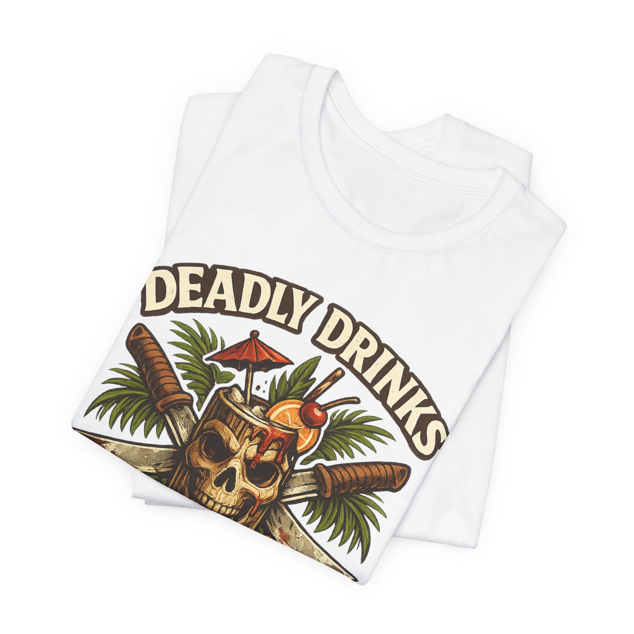Tiki Bar Skull Tee — "Deadly Drinks" Tropical Cocktail Shirt
