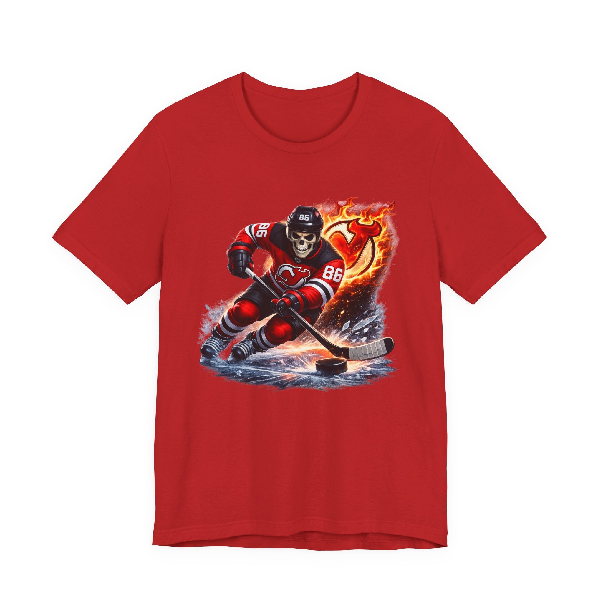 Flaming Hockey Player Graphic Tee