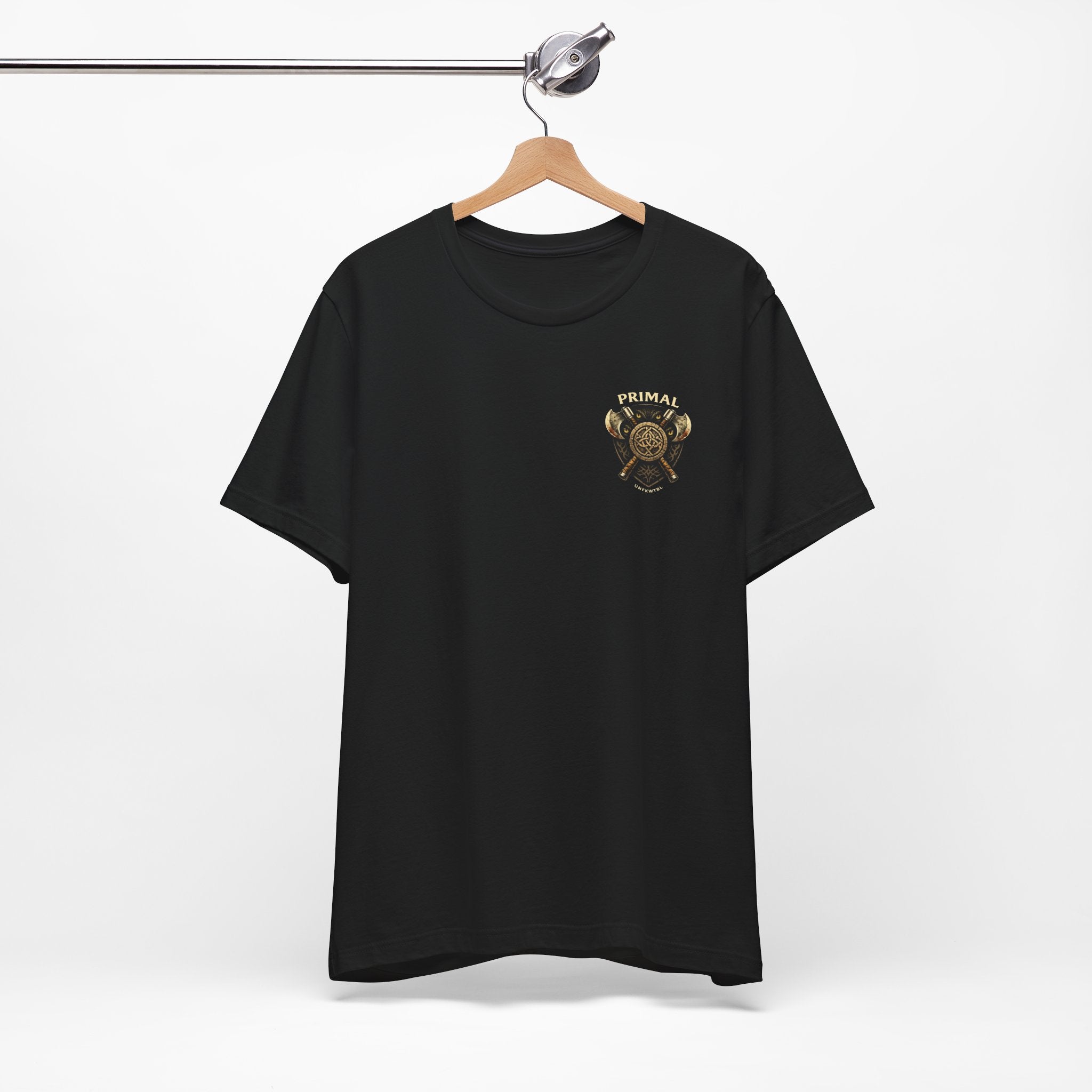 Barbarian Warrior Graphic Tee — 'Primal' Fantasy Pinup Backprint T-Shirt