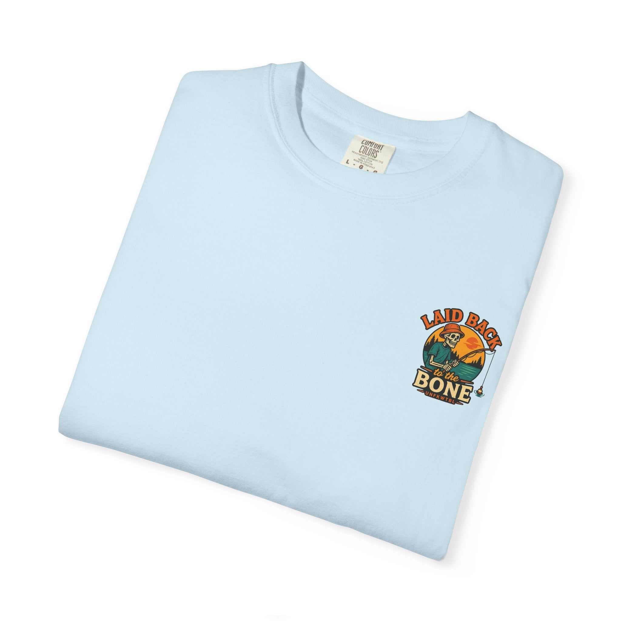 Couldn't Care Less T-Shirt — Retro Skeleton Fishing Graphic Tee