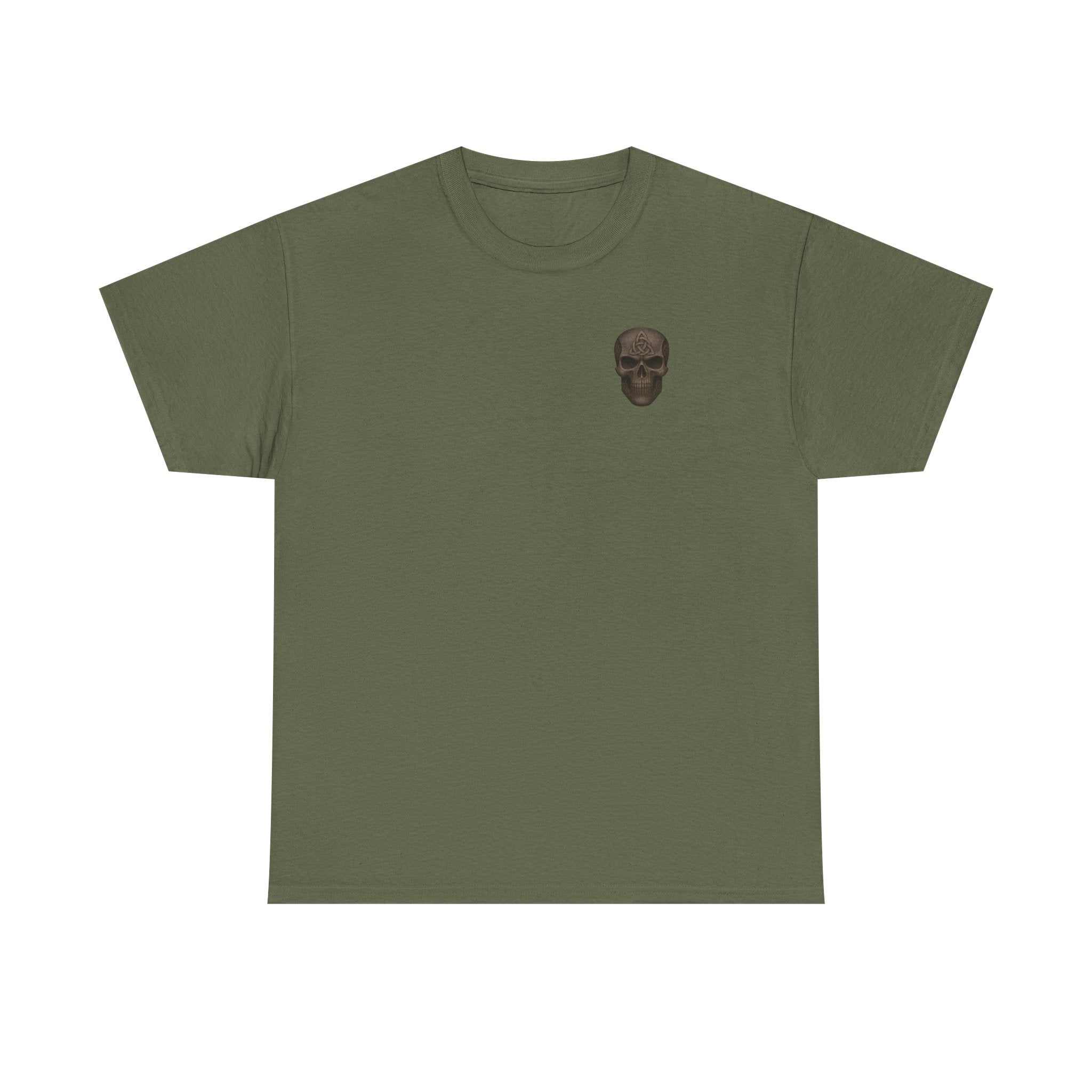 UNFKWTBL JOKER olive green t-shirt with small skull graphic front design