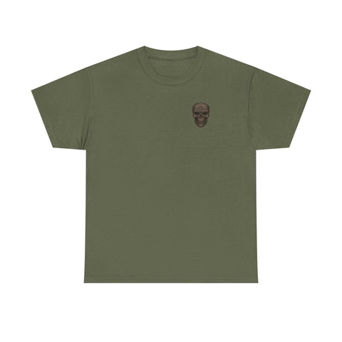UNFKWTBL JOKER olive green t-shirt with small skull graphic front design