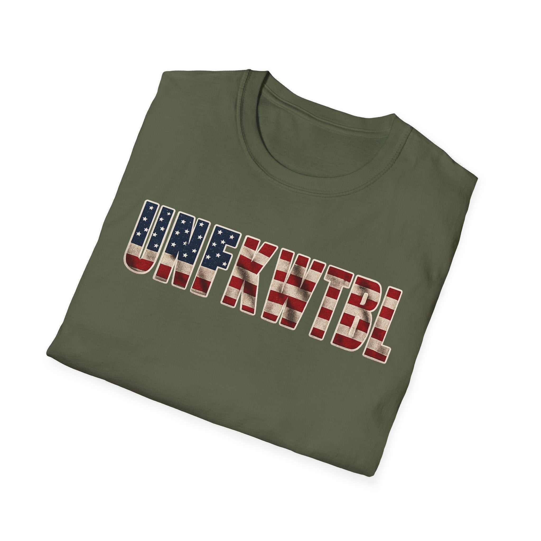 Unfkwtbl Graphic Tee — Bold American Flag Lettering T-Shirt