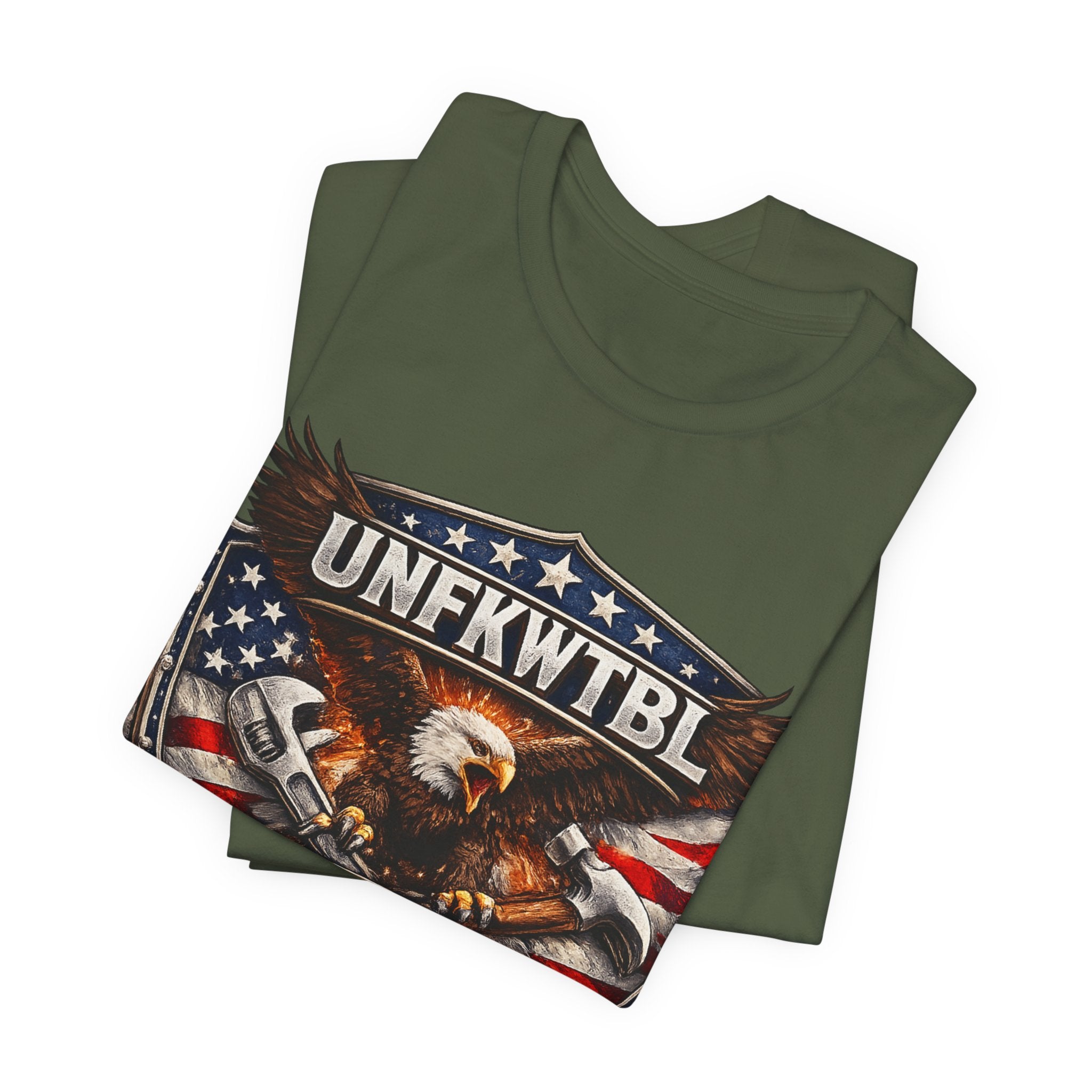 We Build America T-Shirt — Patriotic Eagle Flag Graphic Tee (UNFKWTBL)