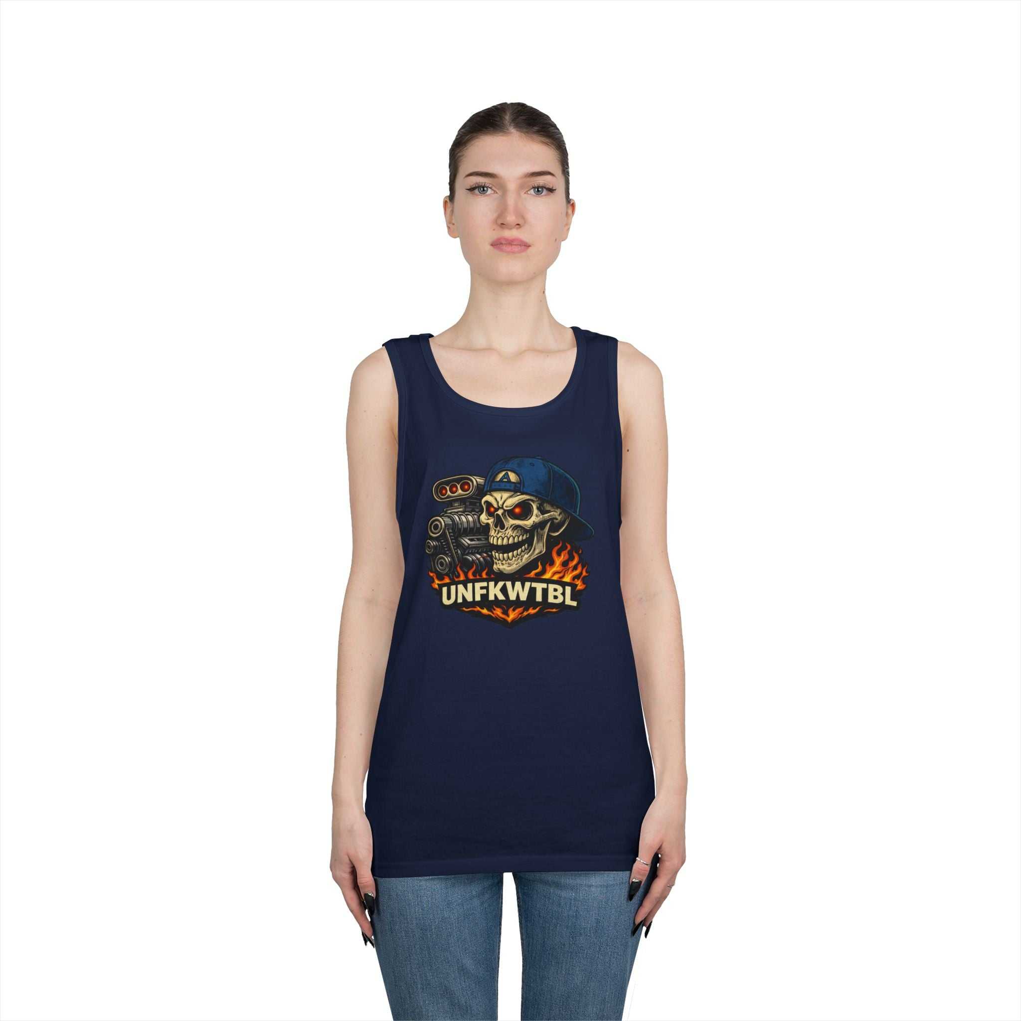 Skull Mechanic Tank Top — 'UNFKWTBL' Vintage Hot Rod Graphic