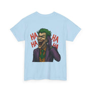 Light blue UNFKWTBL JOKER t-shirt with laughing Joker graphic and "HA HA HA" text on the back