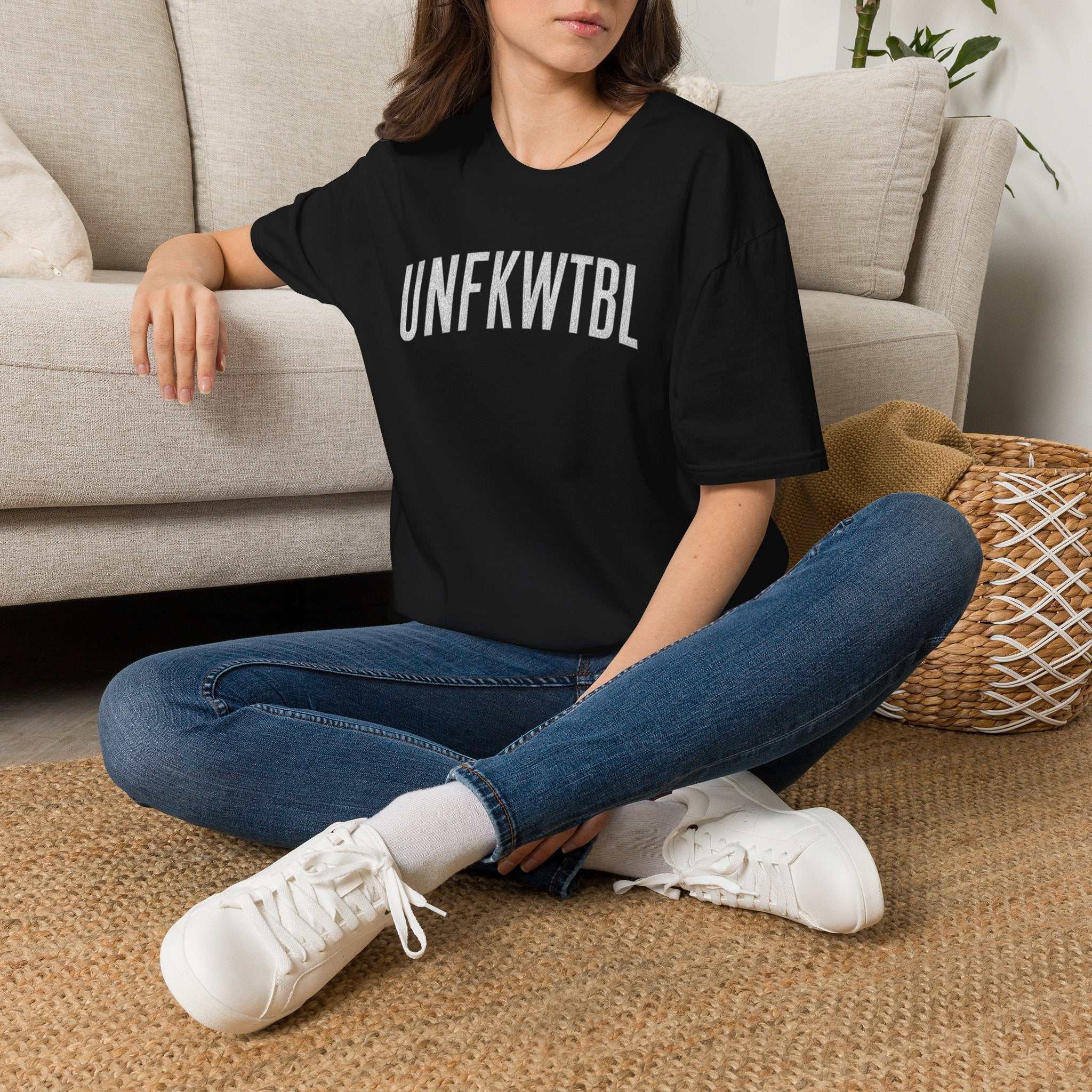 UNFKWTBL Graphic Tee minimalist soft lightweight cotton shirt with bold arched lettering