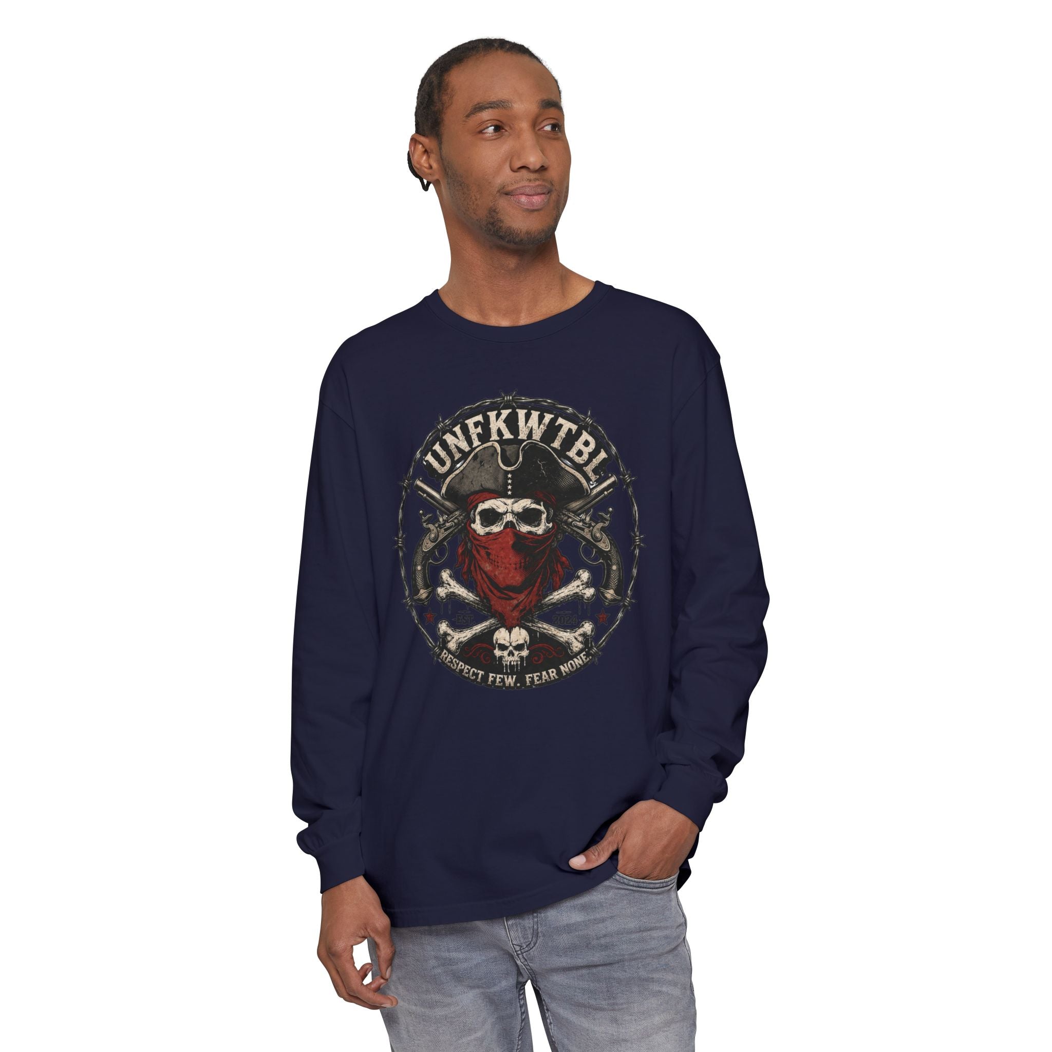 Skull Bandana Long Sleeve T-Shirt — UNFKWTBL Graphic
