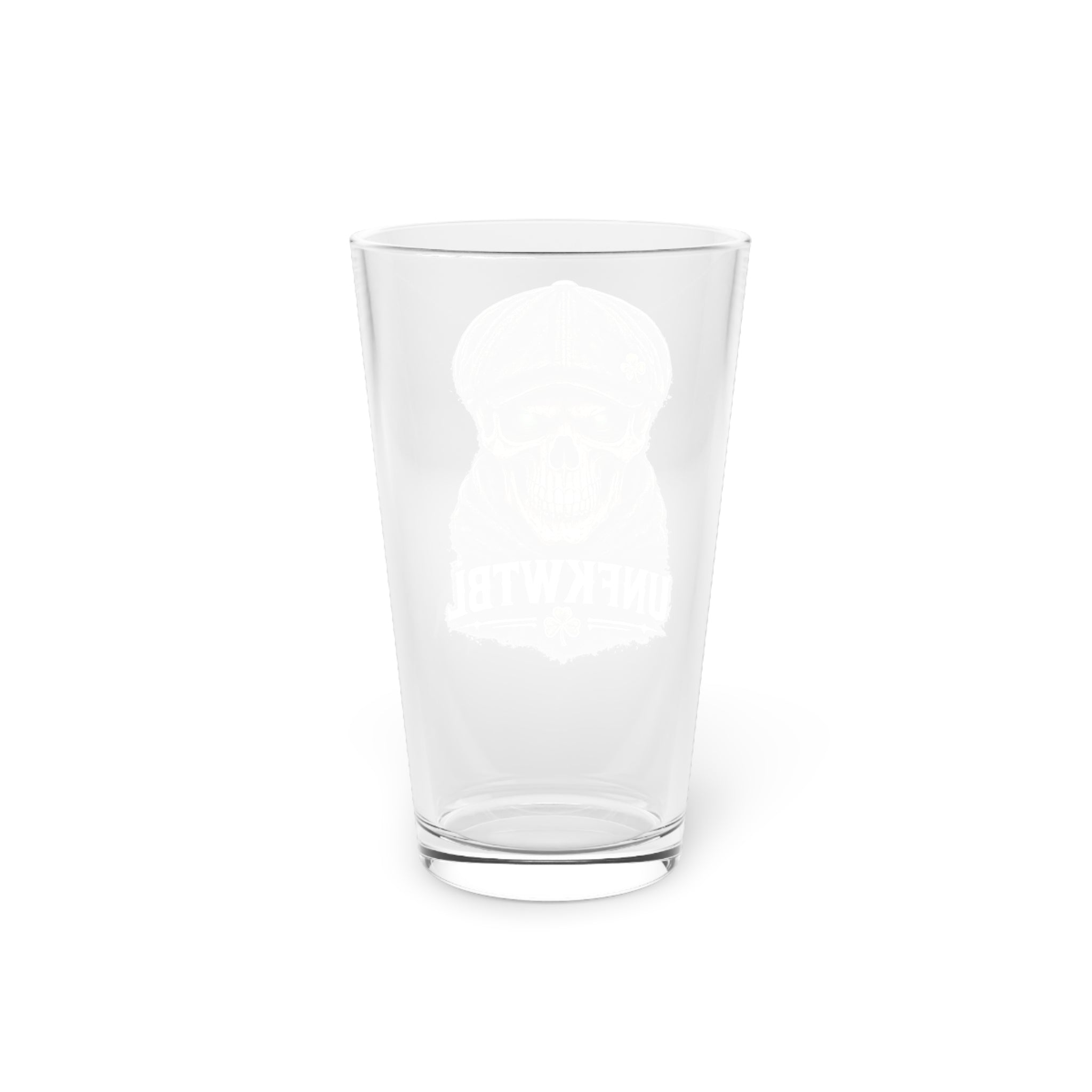 Skull & Shamrock Pint Glass — 16oz St. Patrick’s Day Beer Glass