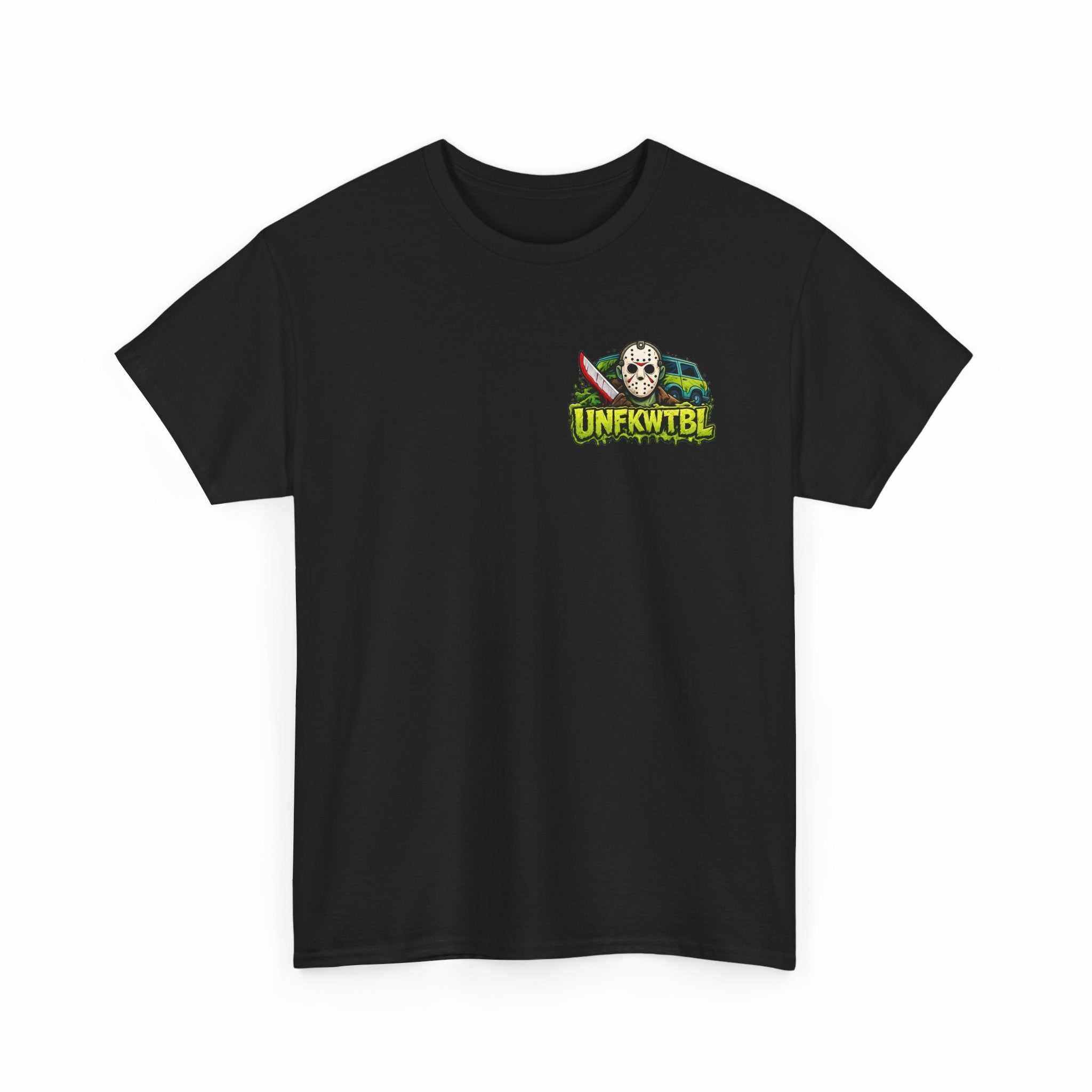 T-Shirt with Jason Voorhees Hanging with Mystery Crew Design