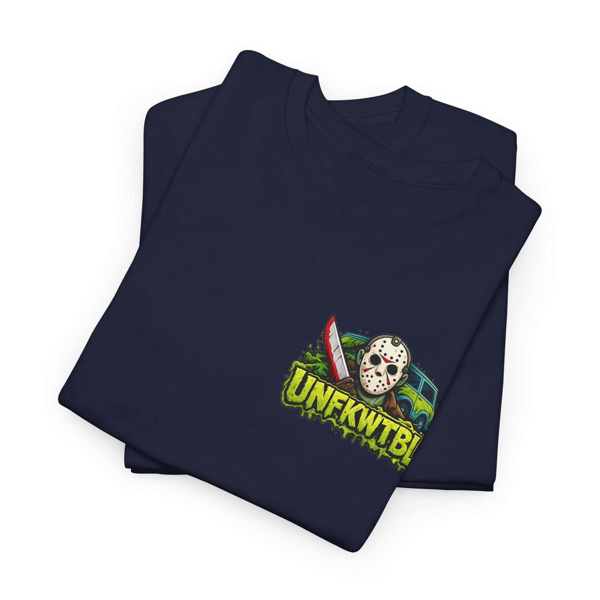 T-Shirt with Jason Voorhees Hanging with Mystery Crew Design