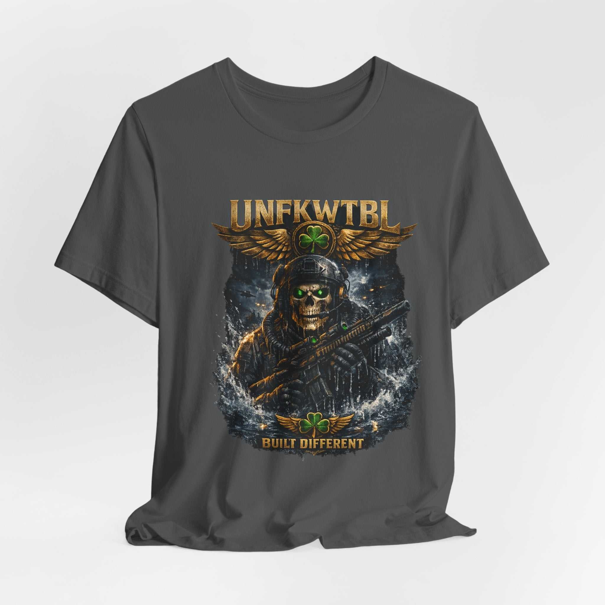 Unkillable Soldier Skull Tee — "Unfkwtbl" Military Skull Graphic T-Shirt