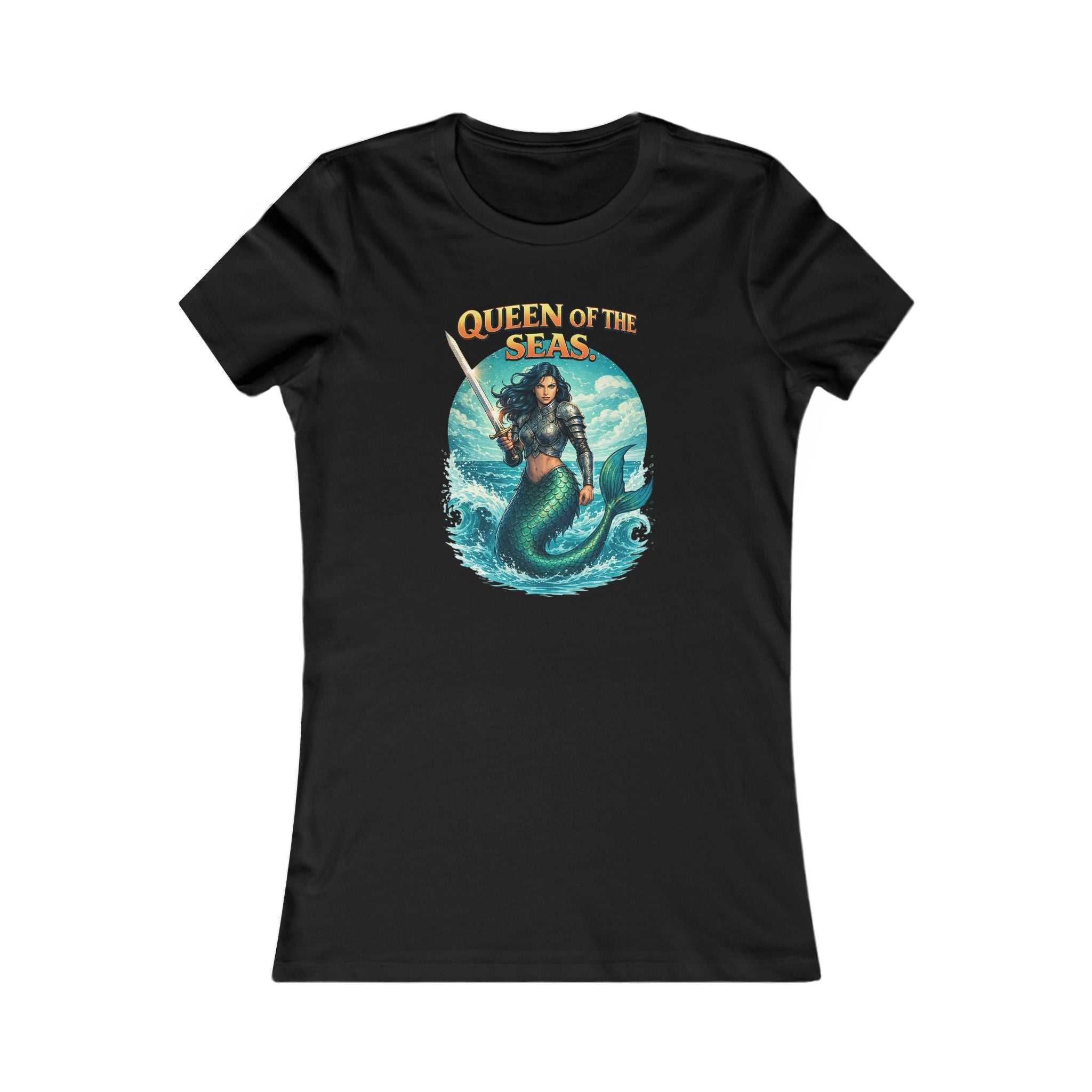 Queen of the Seas Women's Tee mermaid warrior graphic slim fit cotton shirt