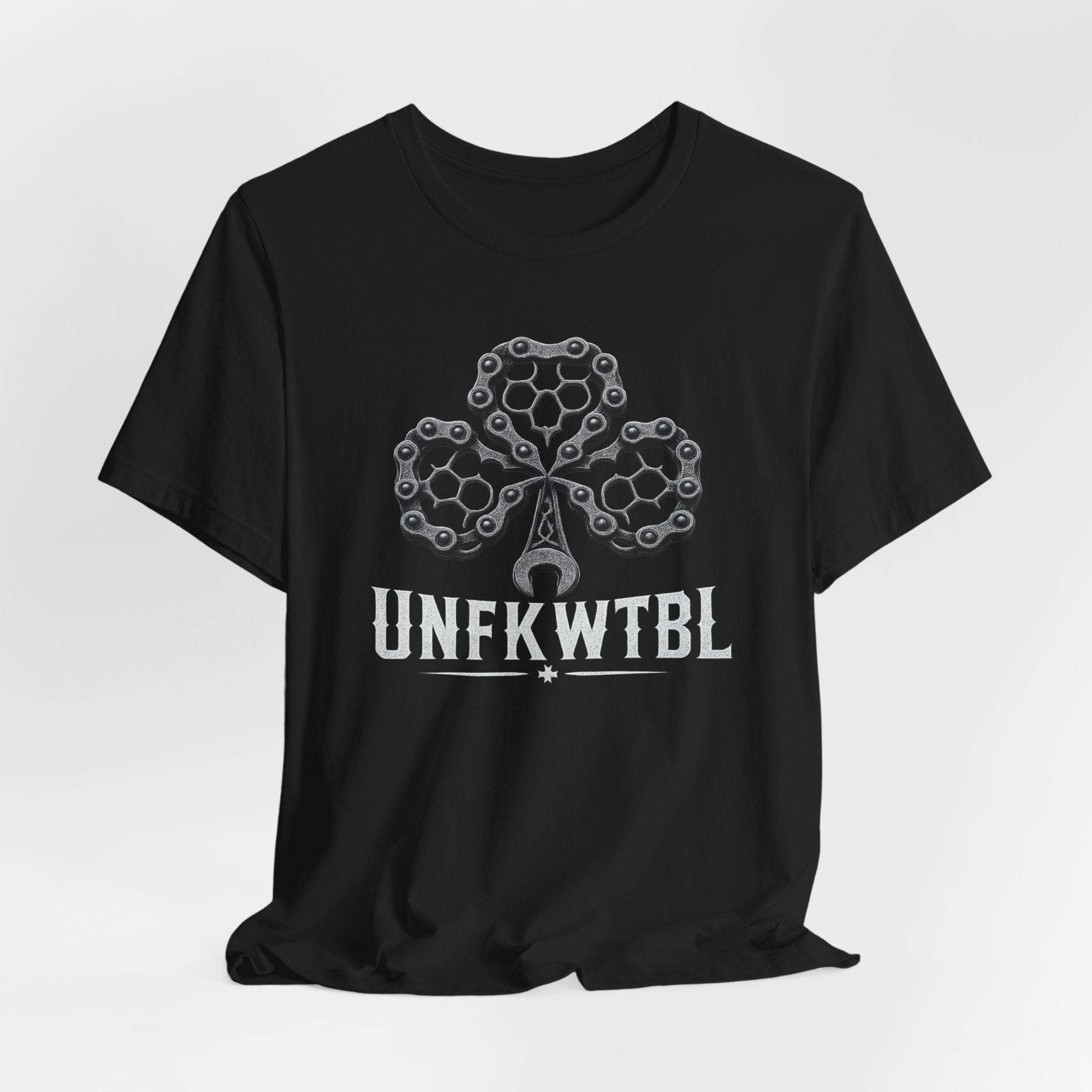 Unfkwtbl Bike Chain Clover Tee - Mechanic Cycling Garage Shirt
