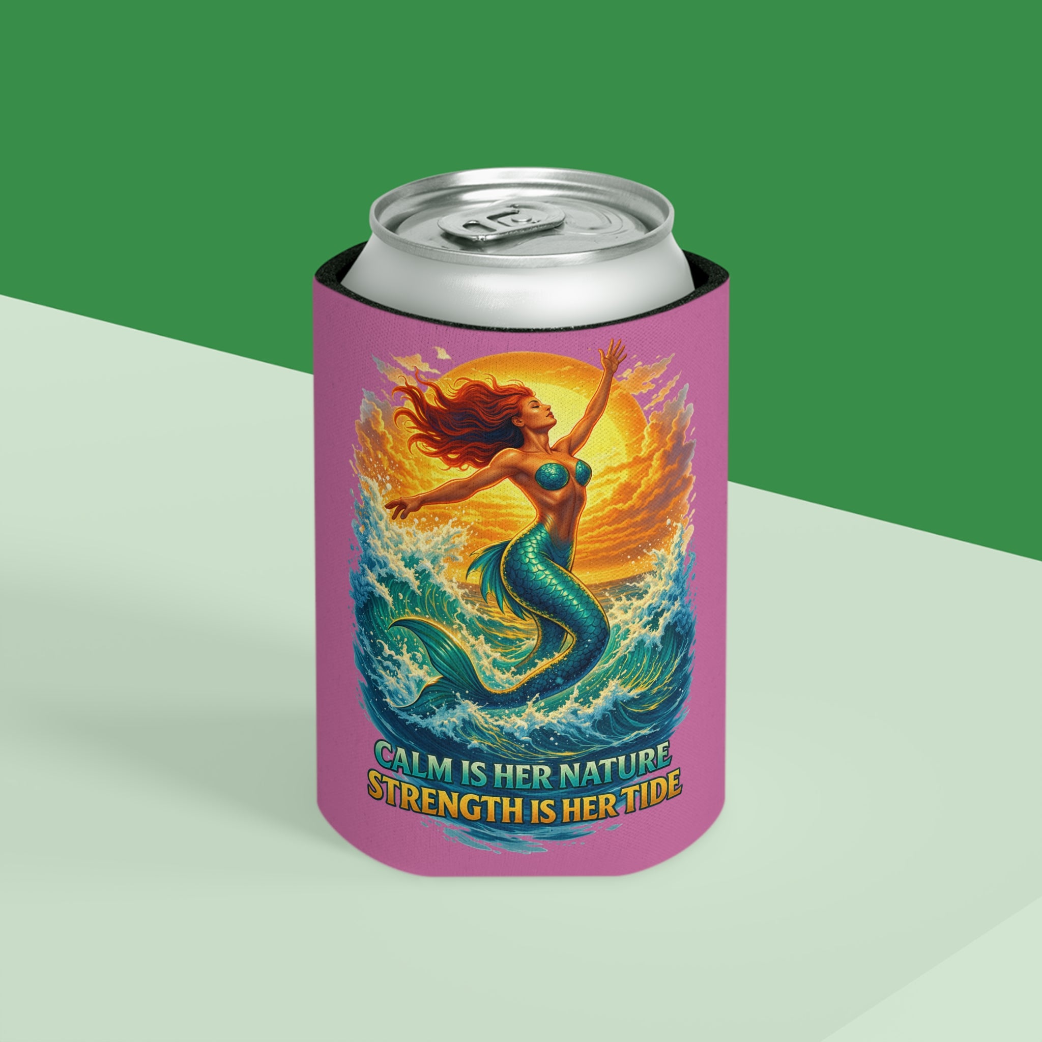 Can Cooler — Mermaid "Calm Is Her Nature, Strength Is Her Tide" & "Stay Cold" Beverage Koozie