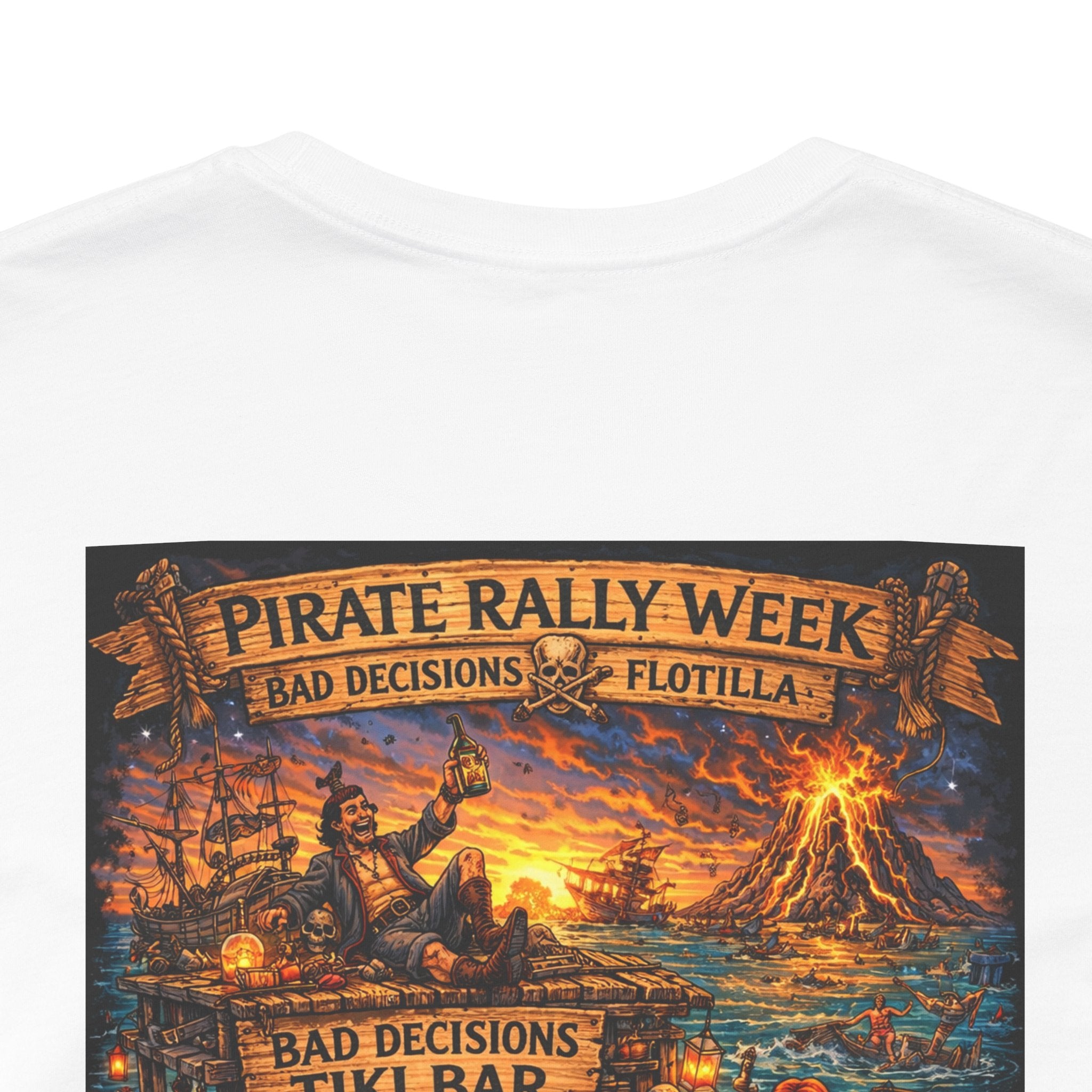 Pirate Rally Vintage Poster Tee — Tiki Bar Adventure Graphic Shirt